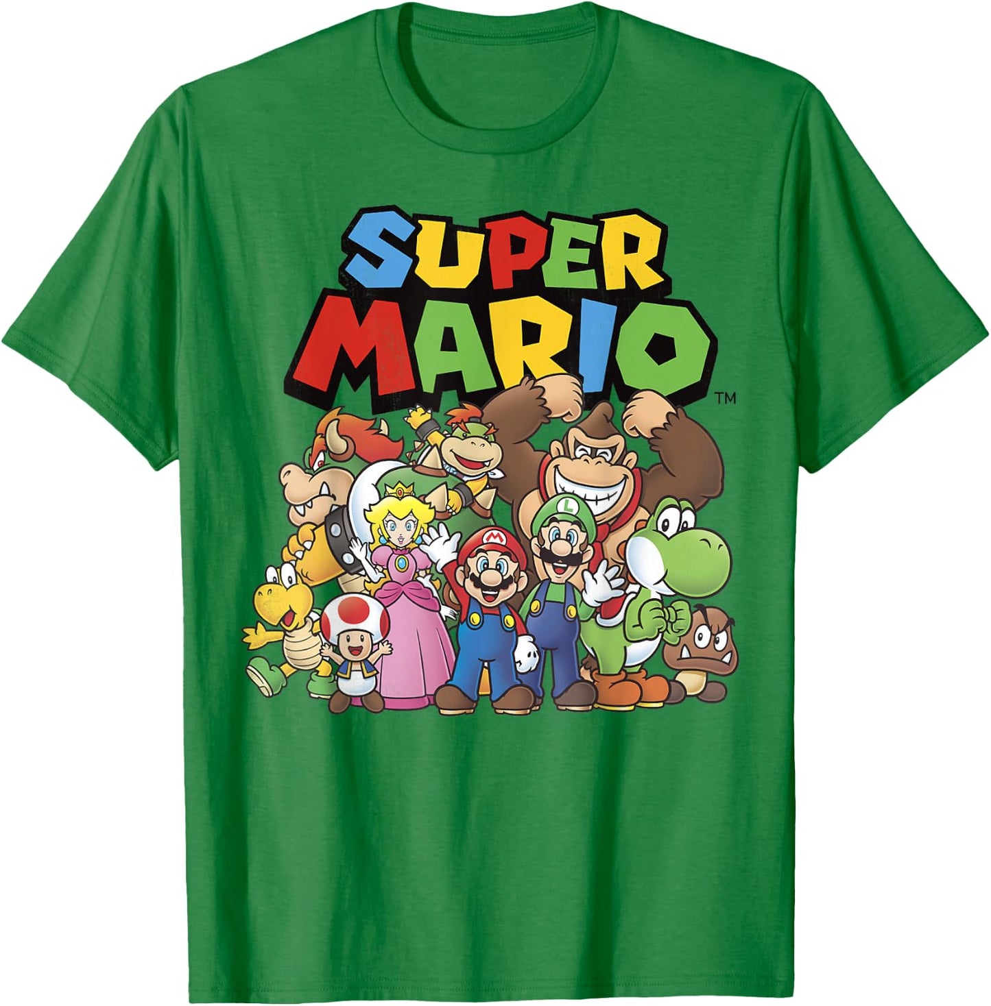 Super Mario Full Cast Group Shot Classic Graphic T-Shirt - T-Shirt | Irish Green