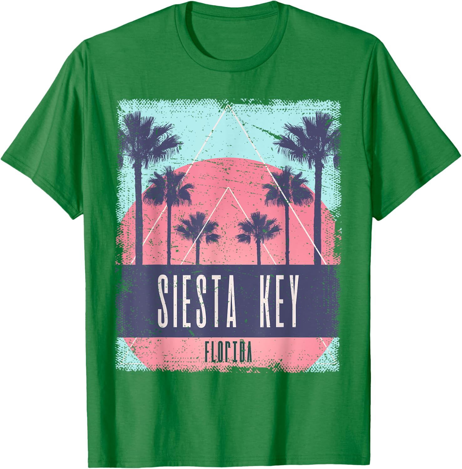 Siesta Key Beach Florida FL Vintage Vaporwave Retro 80s Men Women Kids T-Shirt - T-Shirt | Irish Green