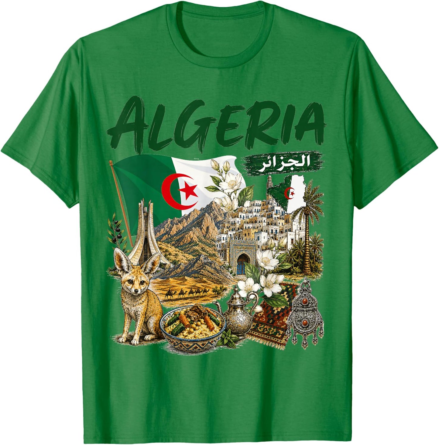 Algerian Flag Heritage Outfit Idea Algeria Themed T-Shirt - T-Shirt | Irish Green