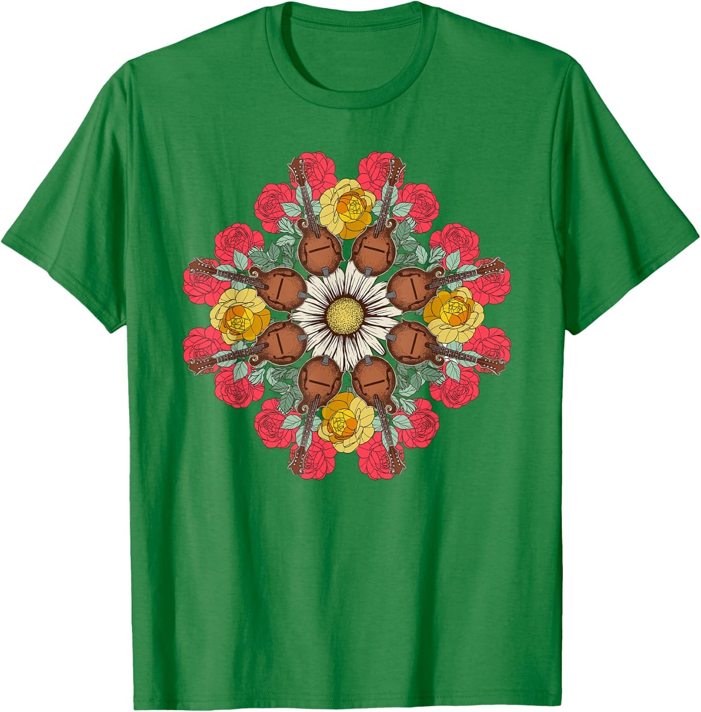 Mandolin Mandala Bluegrass, Mindfulness & Nature Graphic T-Shirt - T-Shirt | Irish Green