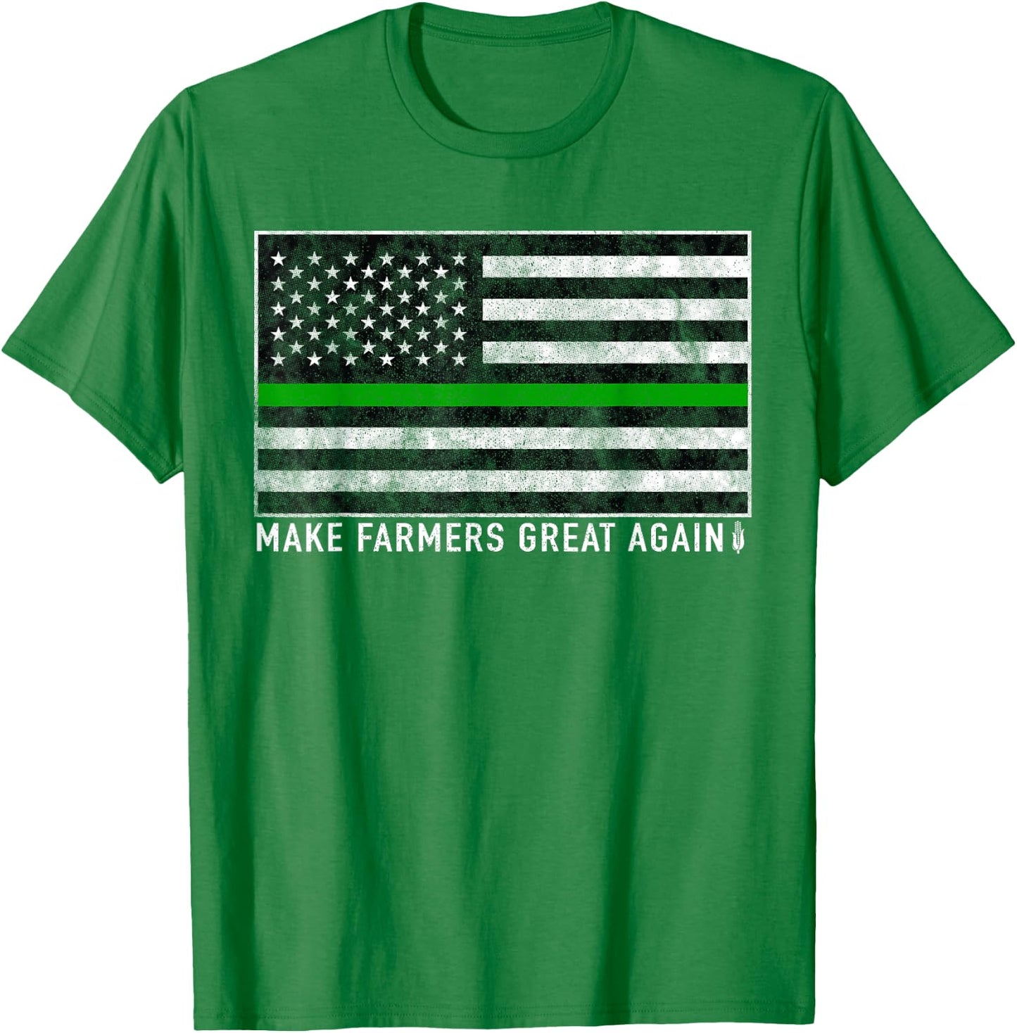 Make Farmers Great Again Shirt US Flag Green Line T-Shirt - T-Shirt | Irish Green