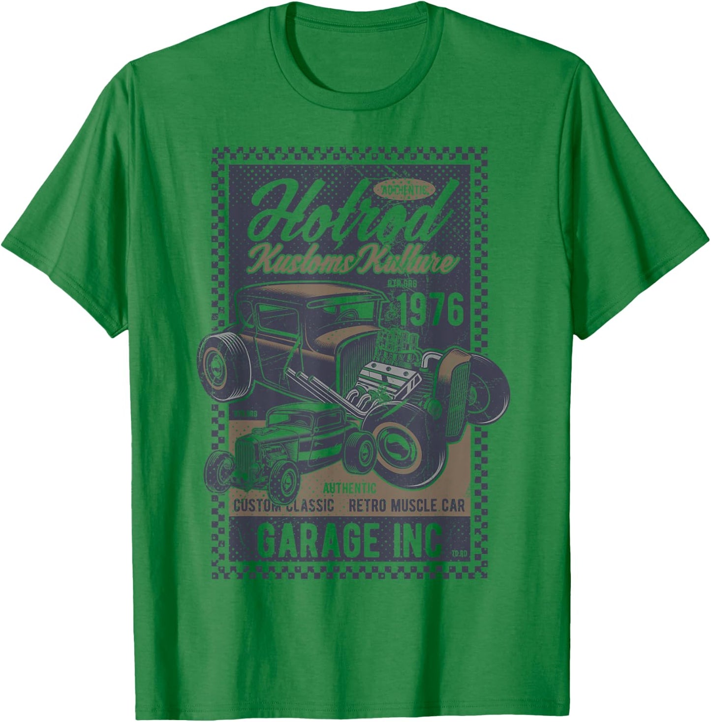 Vintage Hot Rod Kustoms Kulture Men's Classic Car T-Shirt - T-Shirt | Irish Green