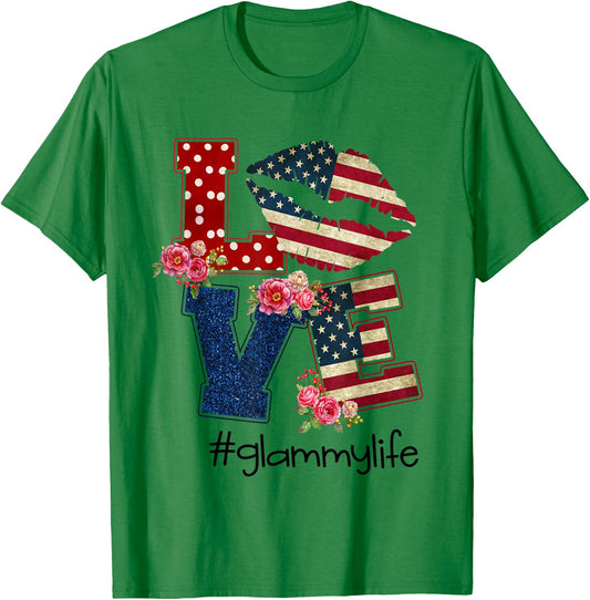 Love Glammy life -Lips flag-Gift Independence day Men T-Shirt - T-Shirt | Irish Green