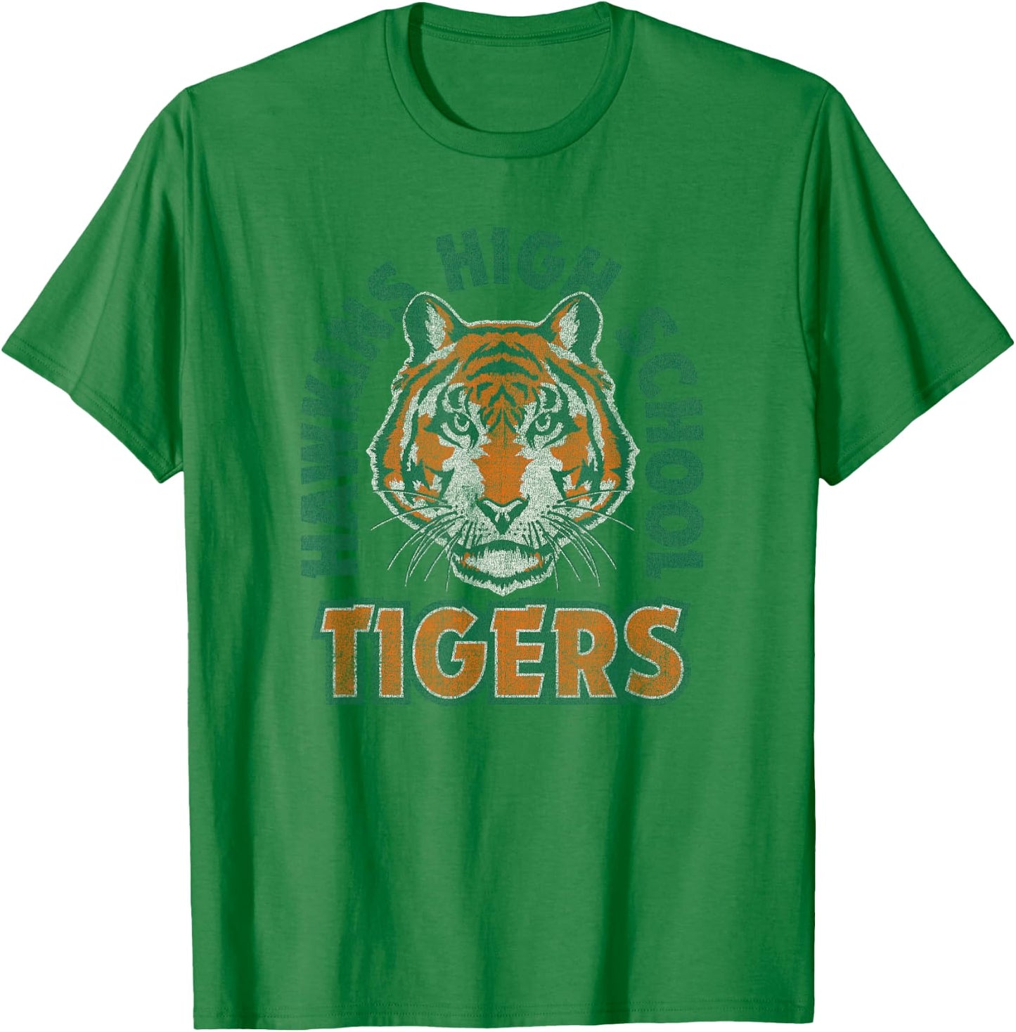 Stranger Things 4 Hawkins Tigers Faded Logo T-Shirt - T-Shirt | Irish Green