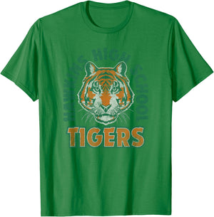 Stranger Things 4 Hawkins Tigers Faded Logo T-Shirt - T-Shirt | Irish Green