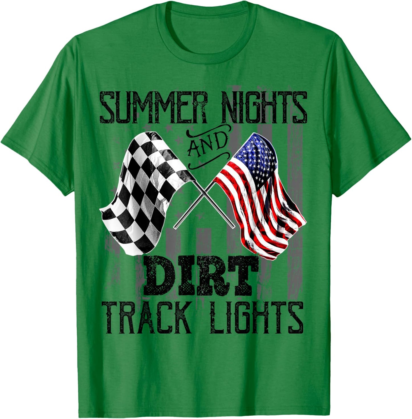 Summer Nights Dirt Track Lights Racing Motocross Gift Men T-Shirt - T-Shirt | Irish Green