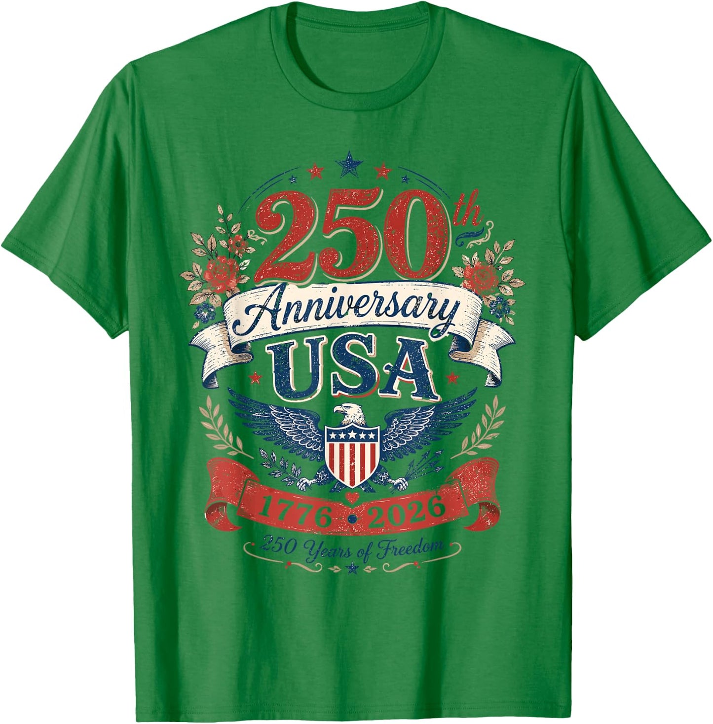 250th Anniversary USA Women Vintage Patriotic 1776 2026 T-Shirt - T-Shirt | Irish Green