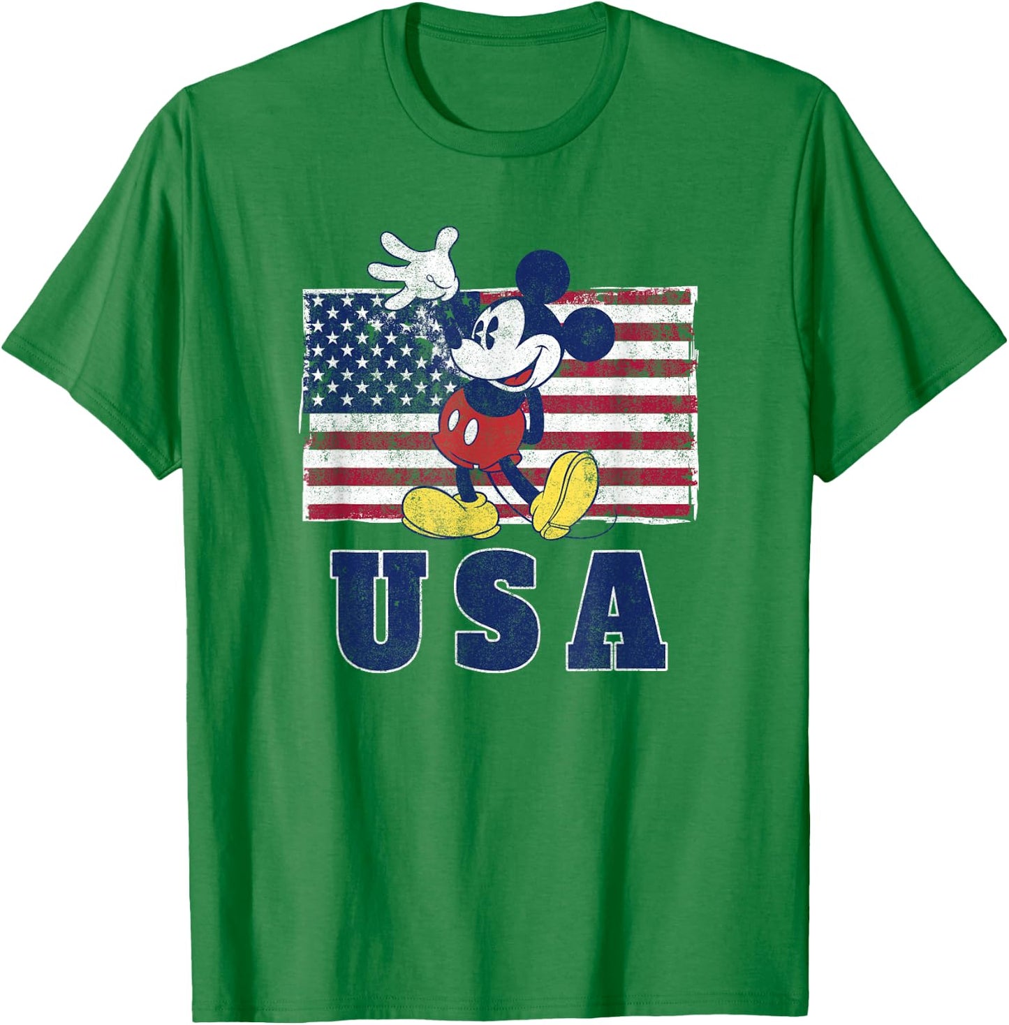 Disney Mickey Classic Mickey American Flag 4th of July T-Shirt - T-Shirt | Irish Green