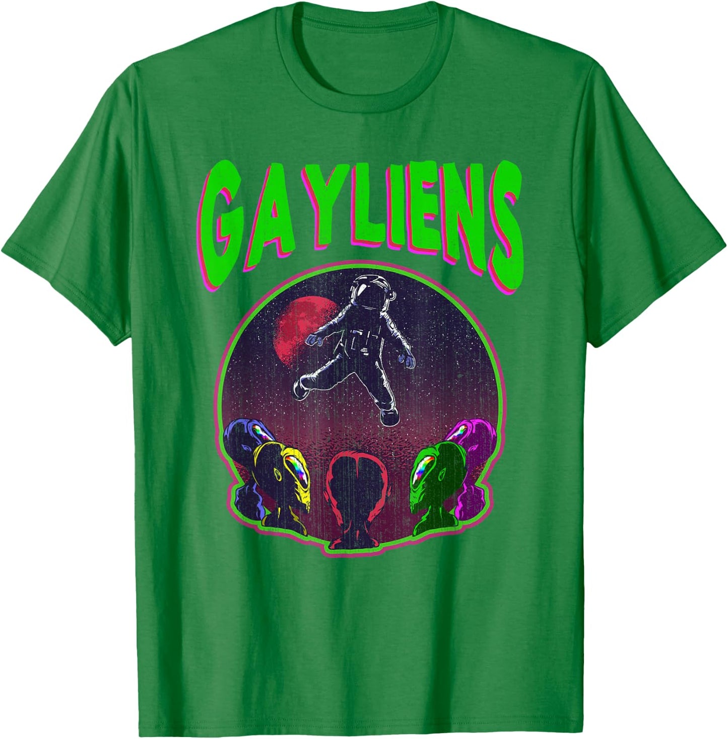 Gaylien's Gay LGBT Rainbow Space Alien Moon Astronaut Gift T-Shirt - T-Shirt | Irish Green