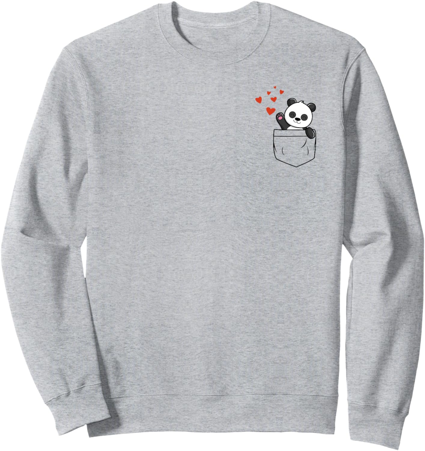 Panda In Pocket With Hearts Cute Panda Pocket Sweatshirt - Sweatshirt | Ash