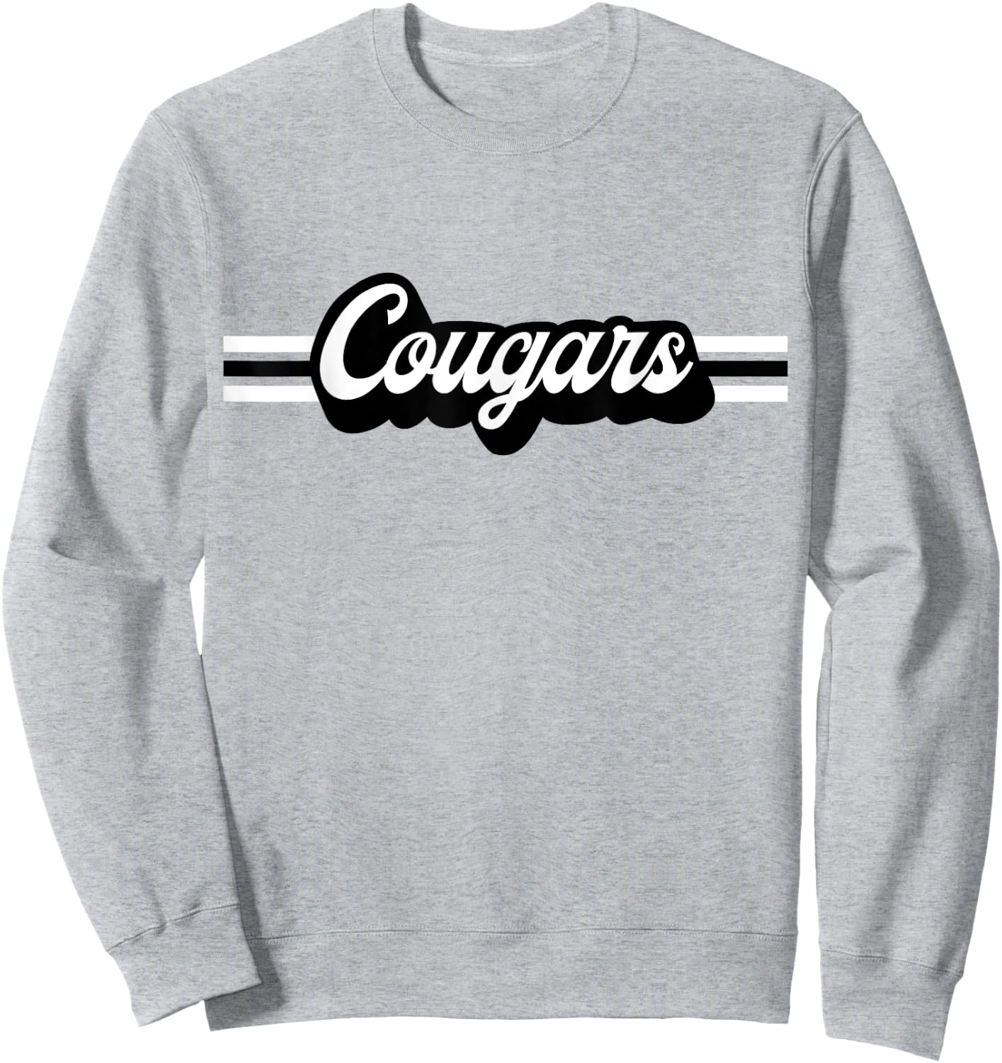 Retro Cougars Mascot, School Spirit, Cougar Sports Sweatshirt - Sweatshirt | Ash