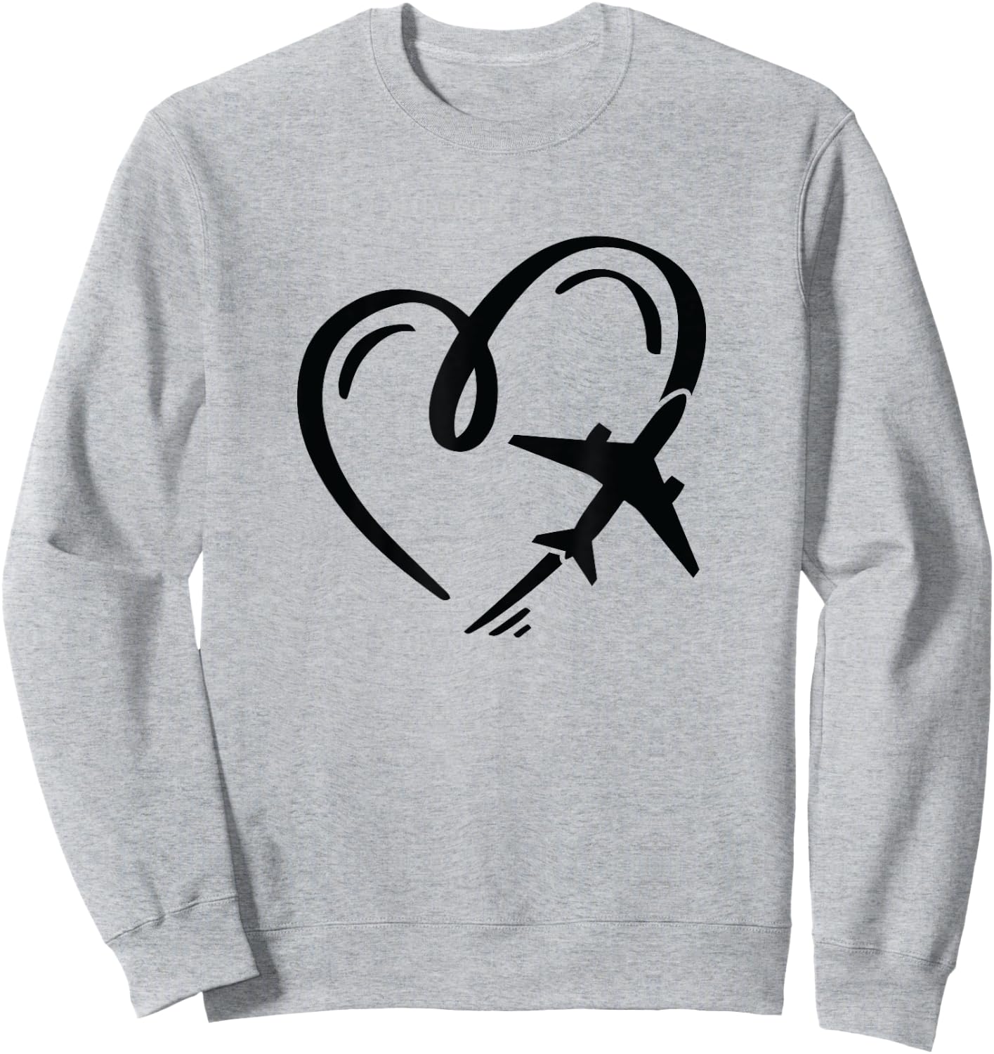 Love for travel heart airplane Sweatshirt - Sweatshirt | Ash