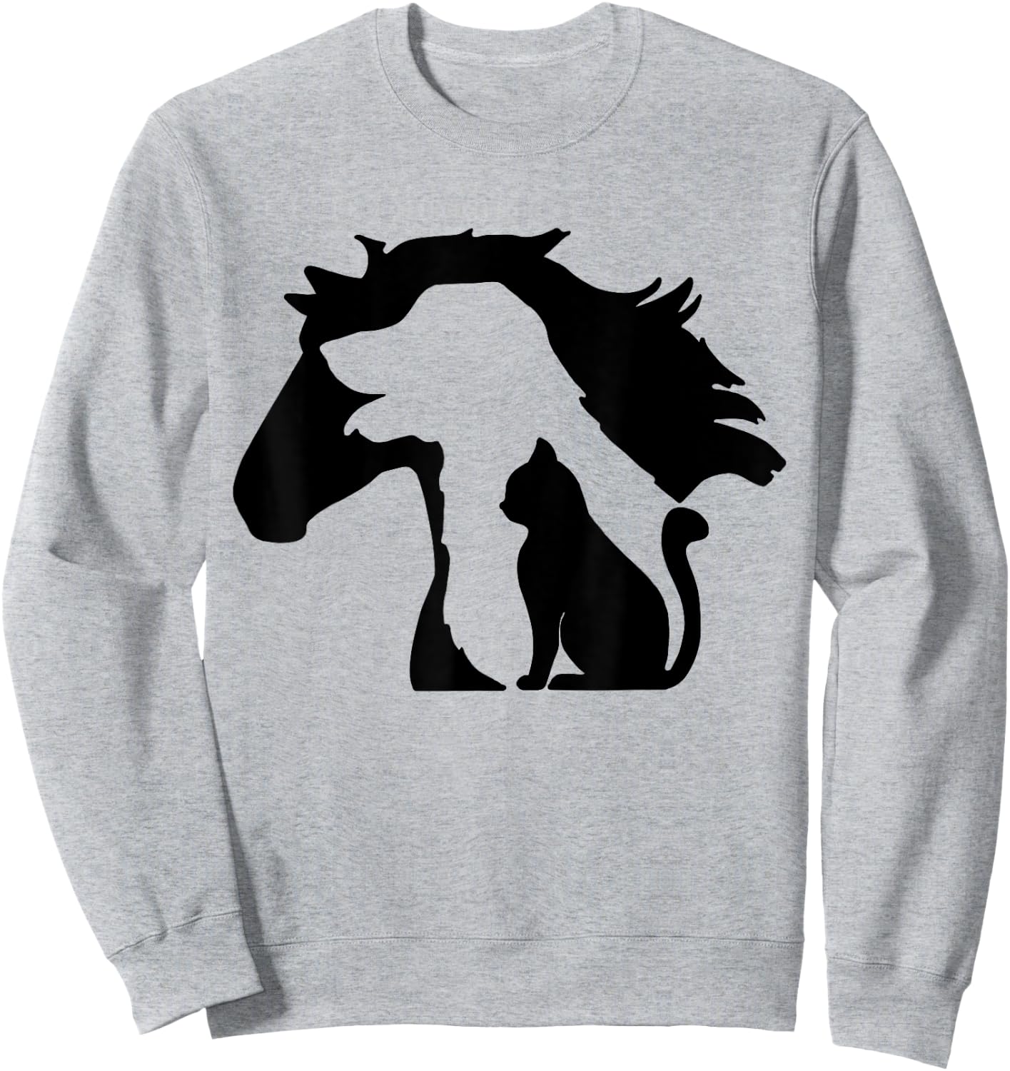Cute Horse Dog Cat Lover Women Mother's Day Sweatshirt - Sweatshirt | Ash