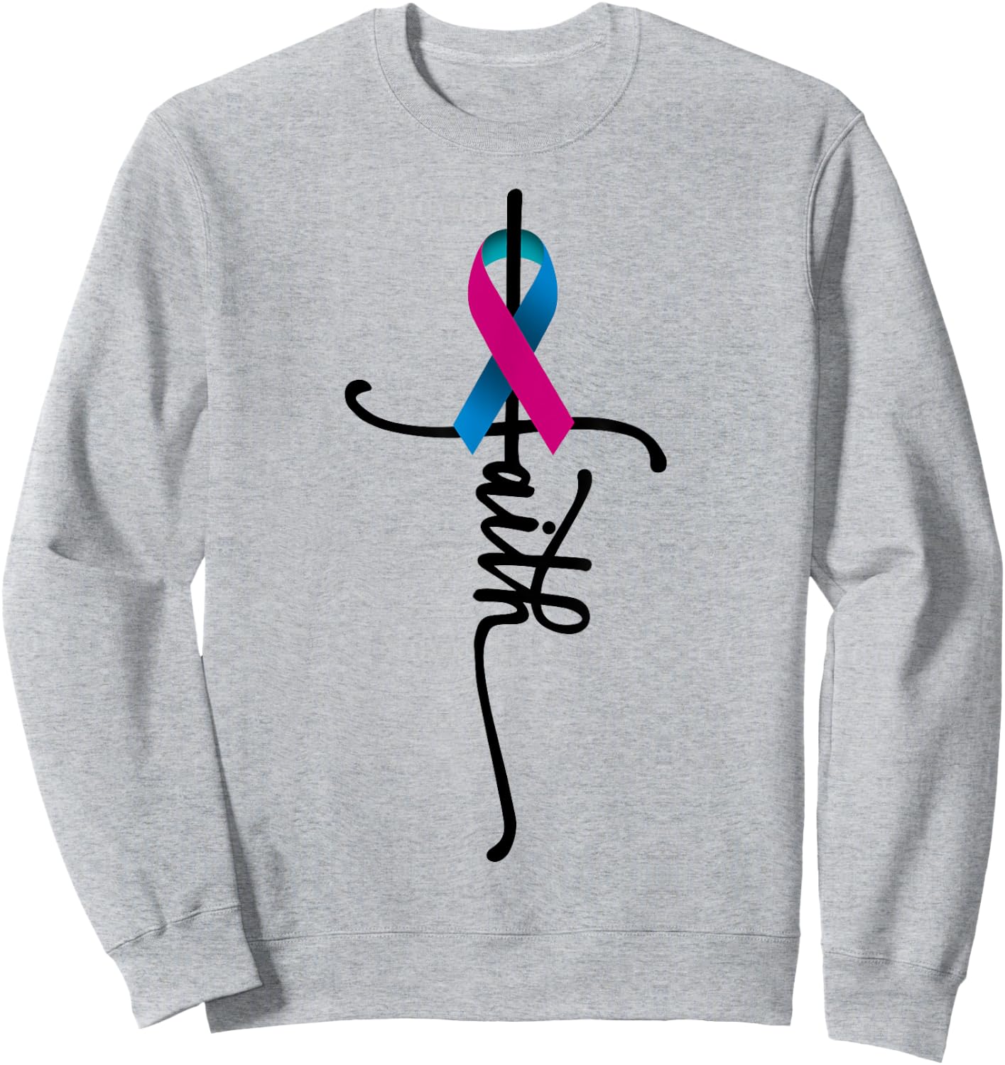 Thyroid Cancer Faith Thyroid Cancer Awareness Support Sweatshirt - Sweatshirt | Ash