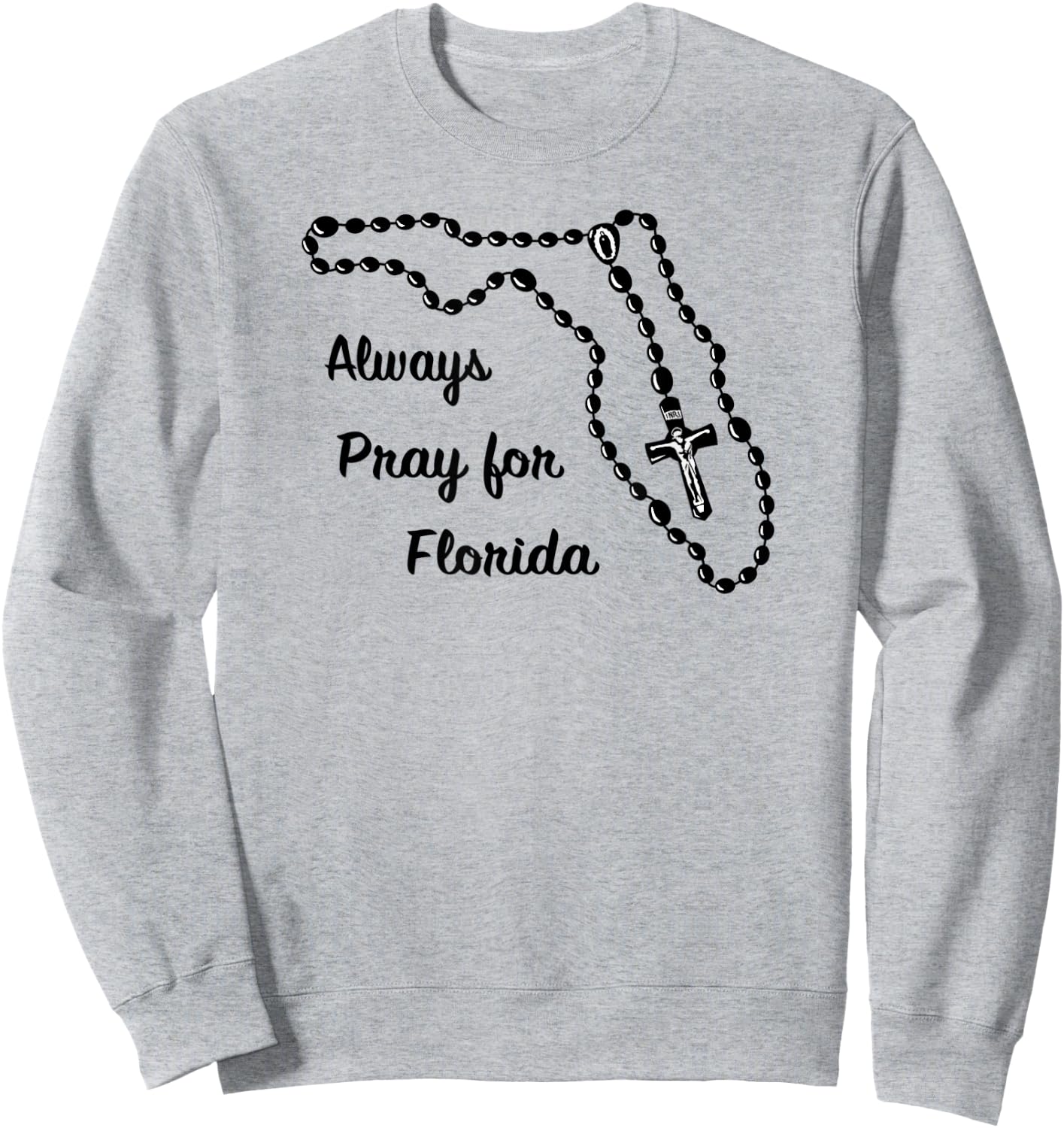 Florida State Map Catholic Rosary Sweatshirt - Sweatshirt | Ash