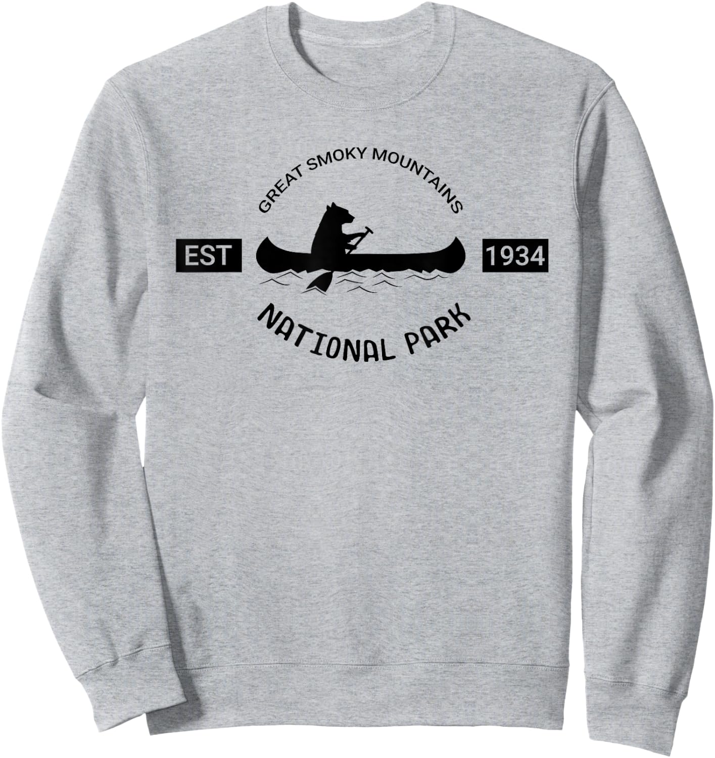 Tennessee Great Smoky Mountains National Park Bear Canoe Sweatshirt - Sweatshirt | Ash