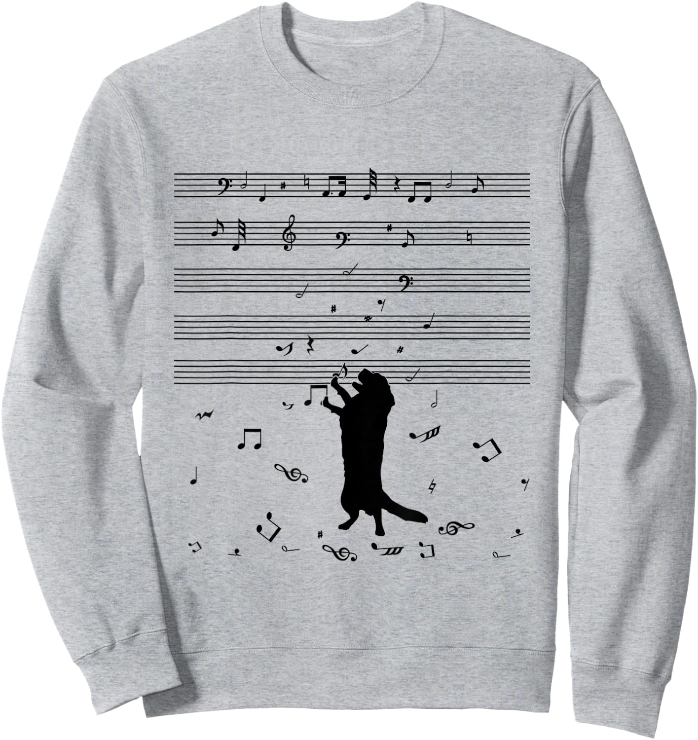 Dog Music Notes Treble Clef Dog Holder & Musicians Sweatshirt - Sweatshirt | Ash