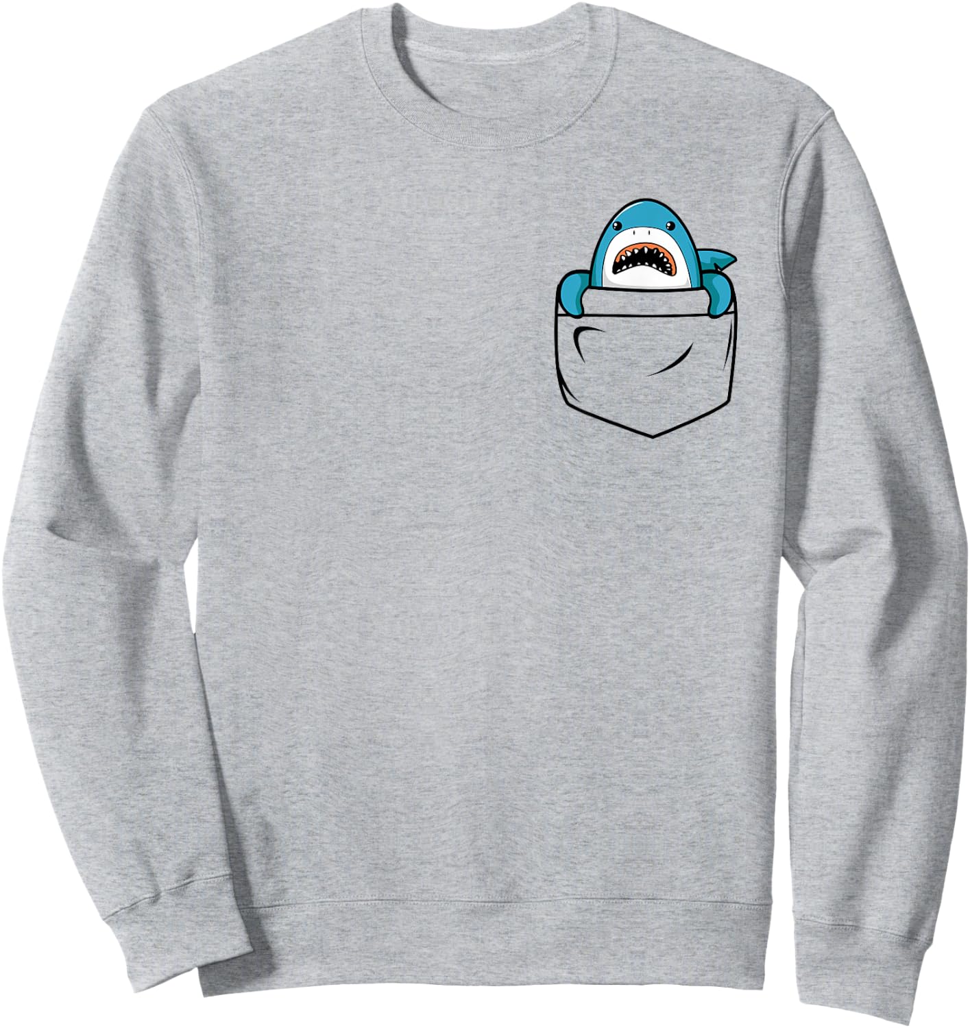 Shark in a Pocket Funny Ocean Vintage Cute Shark Lover Sweatshirt - Sweatshirt | Ash