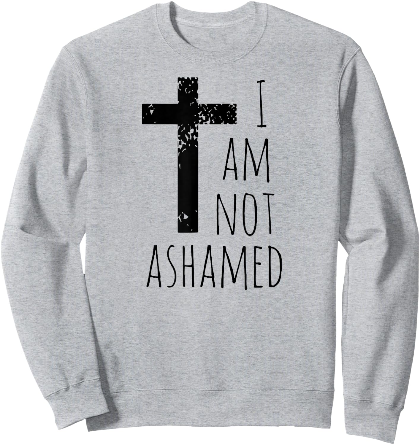 I am not ashamed - Big Red Cross - Gospel Christian Faith Sweatshirt - Sweatshirt | Ash