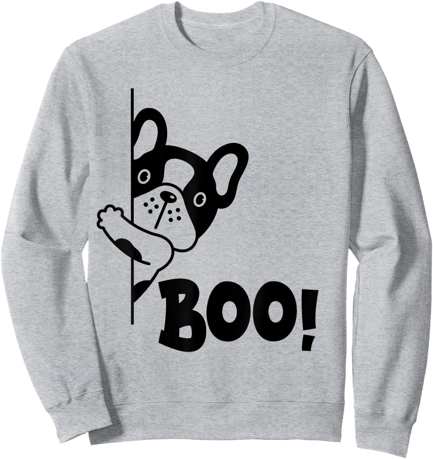 Boo! | Funny Hiding Peekaboo Scary Halloween French Bulldog Men Women Kids Sweatshirt - Sweatshirt | Ash