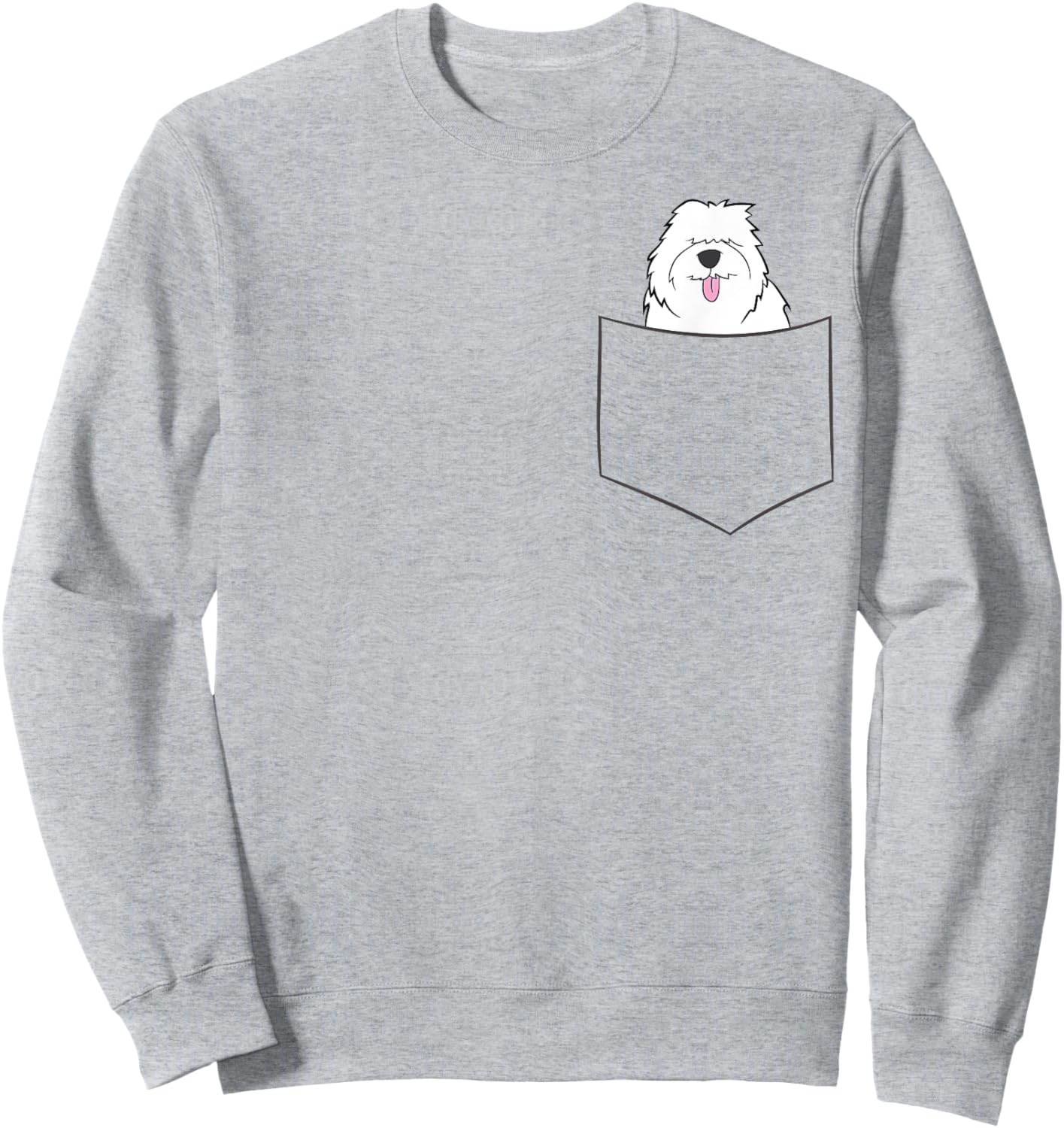 Old English Sheepdog In A Pocket English Sheepdog Dog Men Women Girls Kids Sweatshirt - Sweatshirt | Ash