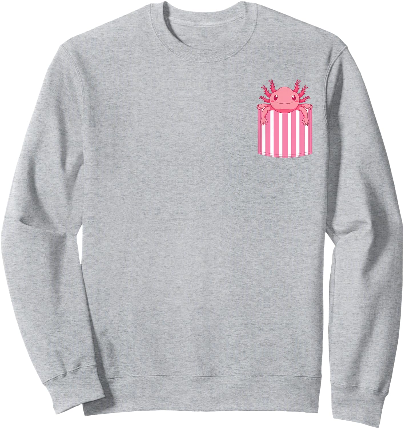 Mexican Amphibian Salamander Animal Lover Pocket Axolotl Sweatshirt - Sweatshirt | Ash