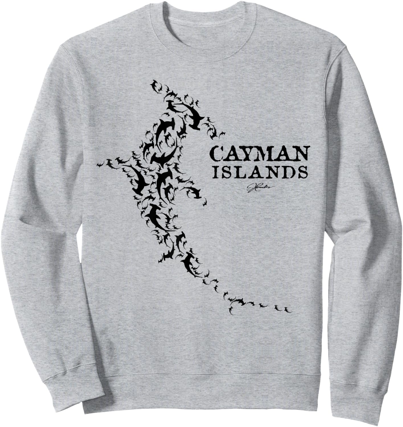 JCombs: Cayman Islands Hammerhead Shark School Sweatshirt - Sweatshirt | Ash