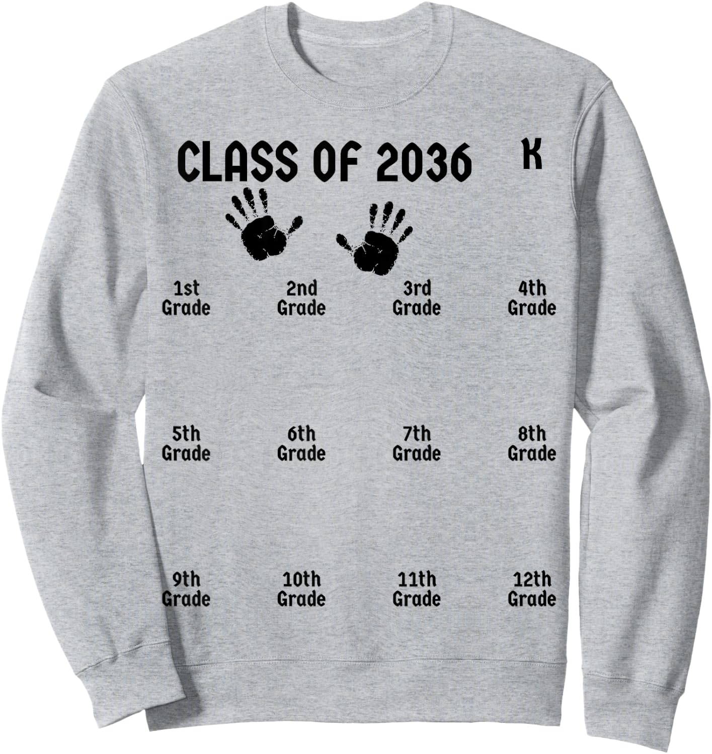 Class Of 2036 Grow With Me Shirt Handprint Graduation Gifts Sweatshirt - Sweatshirt | Ash