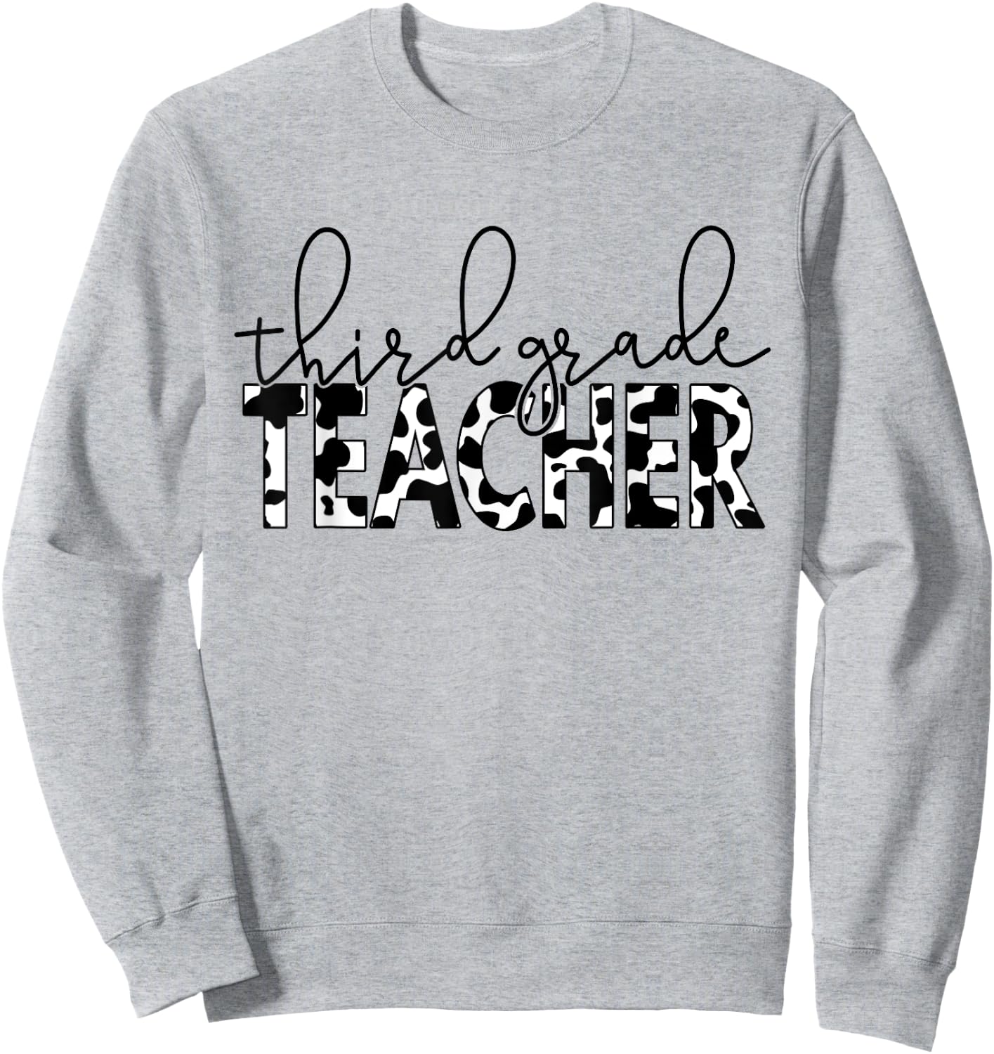 Cow Print 3rd Grade Elementary School Third Grade Teachers Sweatshirt - Sweatshirt | Ash
