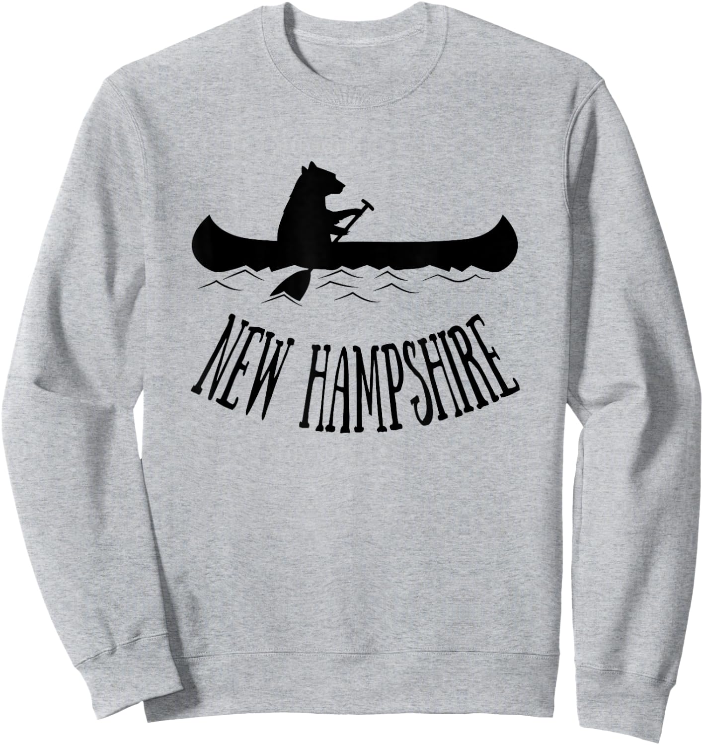 New Hampshire Shirt | NH Bear Canoe Lake Sweatshirt - Sweatshirt | Ash