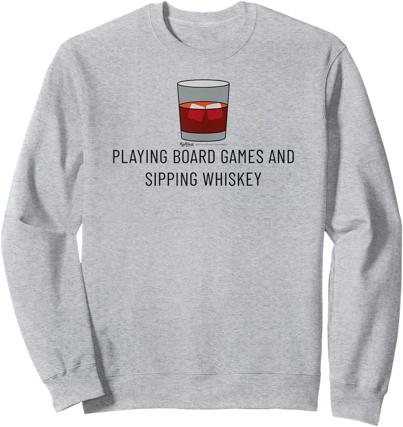Playing Board Games And Whiskey Glass Drinking Word Design Sweatshirt - Sweatshirt | Ash