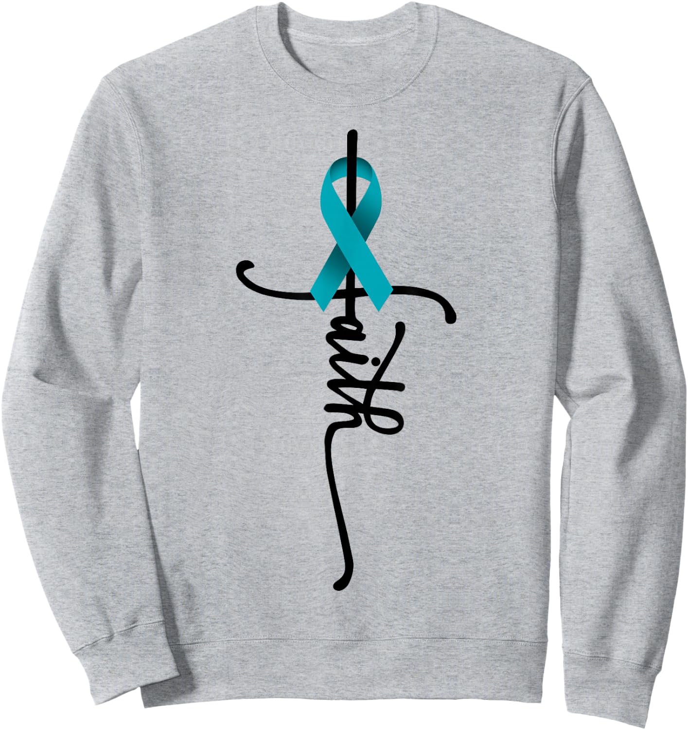 Ovarian Cancer Faith Ovarian Cancer Awareness Support Sweatshirt - Sweatshirt | Ash