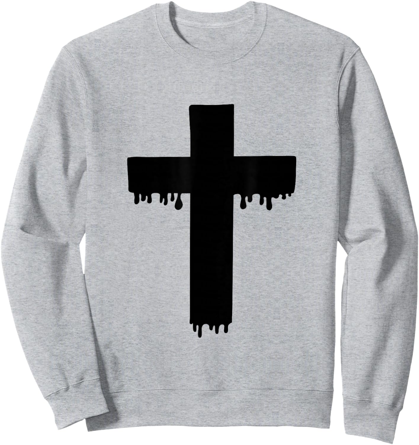 Kawaii Black Drippy Cross, Gurokaw Pastel Goth Aesthetic Sweatshirt - Sweatshirt | Ash