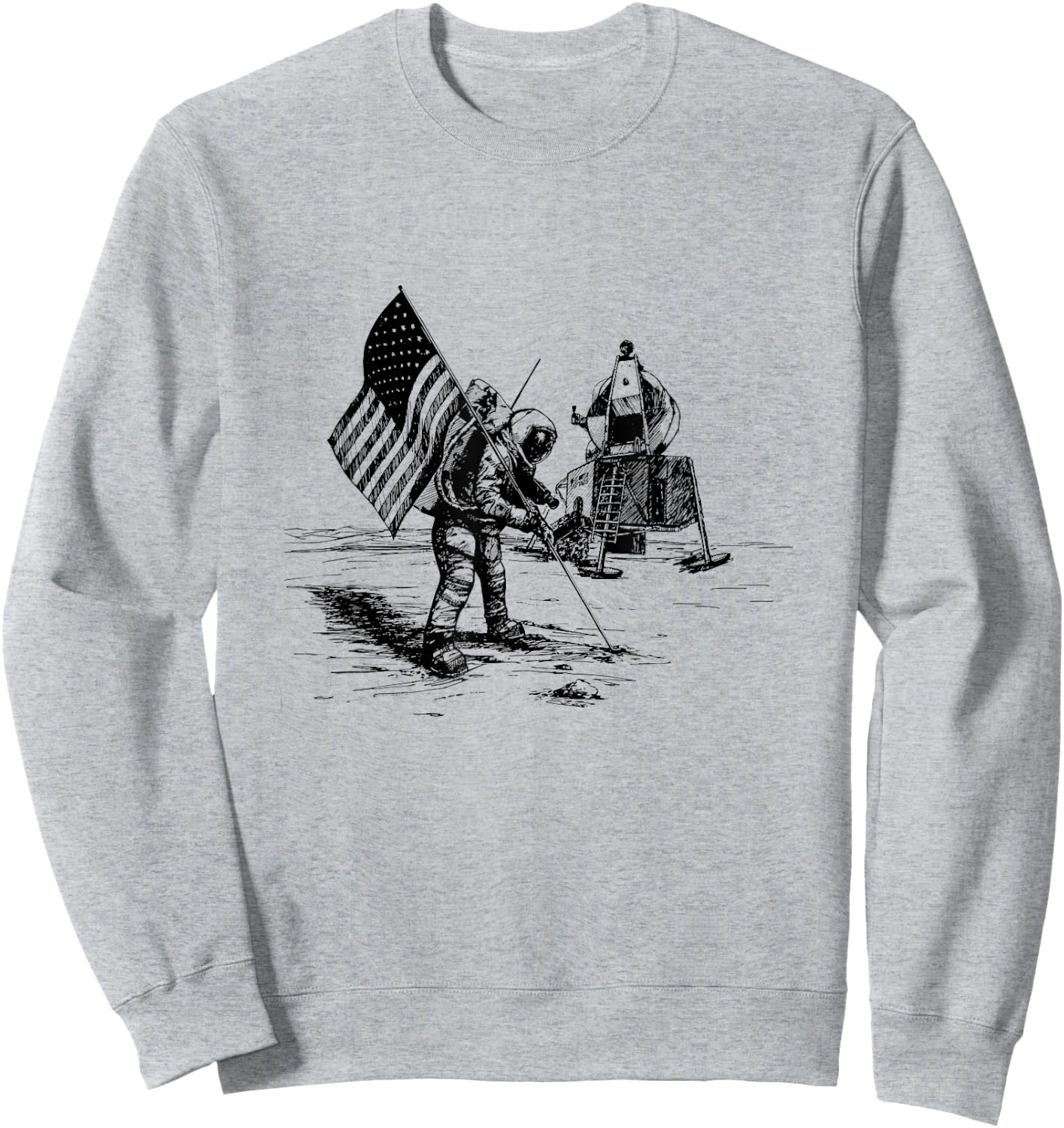 Vintage Apollo Moon Landing Artwork Sweatshirt - Sweatshirt | Ash