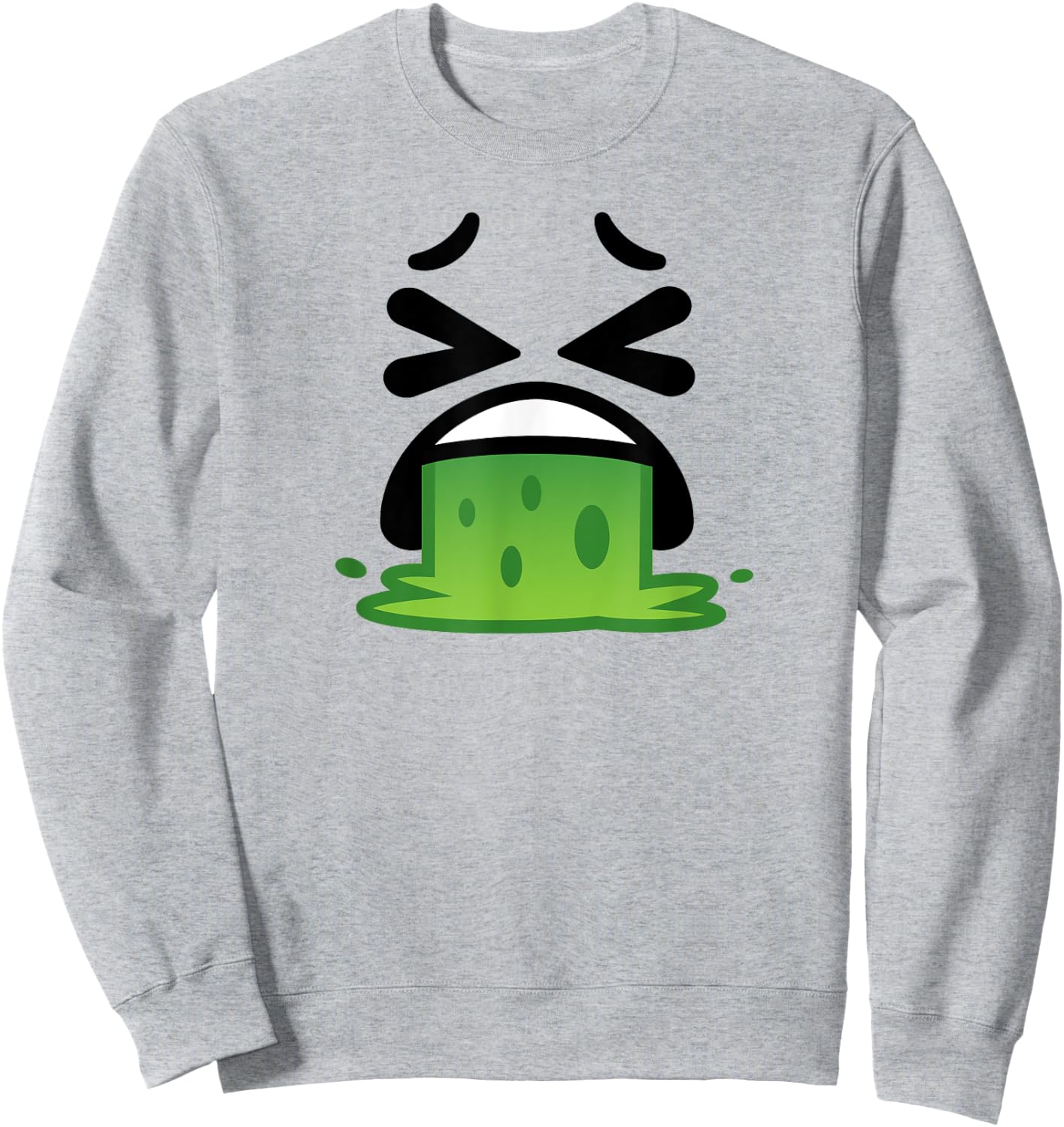 Puke Face cartoon Funny Vomit Puking cartoon Sweatshirt - Sweatshirt | Ash