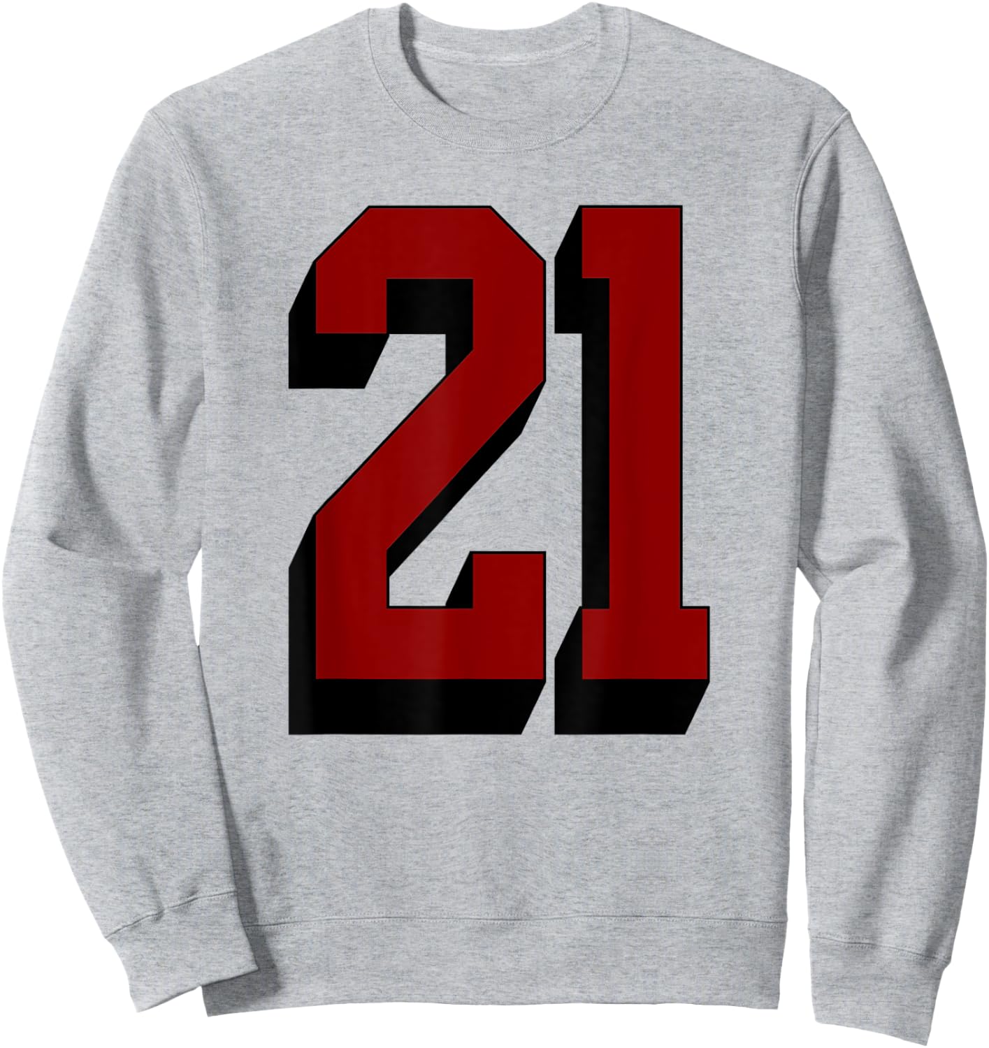 #21 Number 21 Varsity Fan Sports Team White Jersey Sweatshirt - Sweatshirt | Ash
