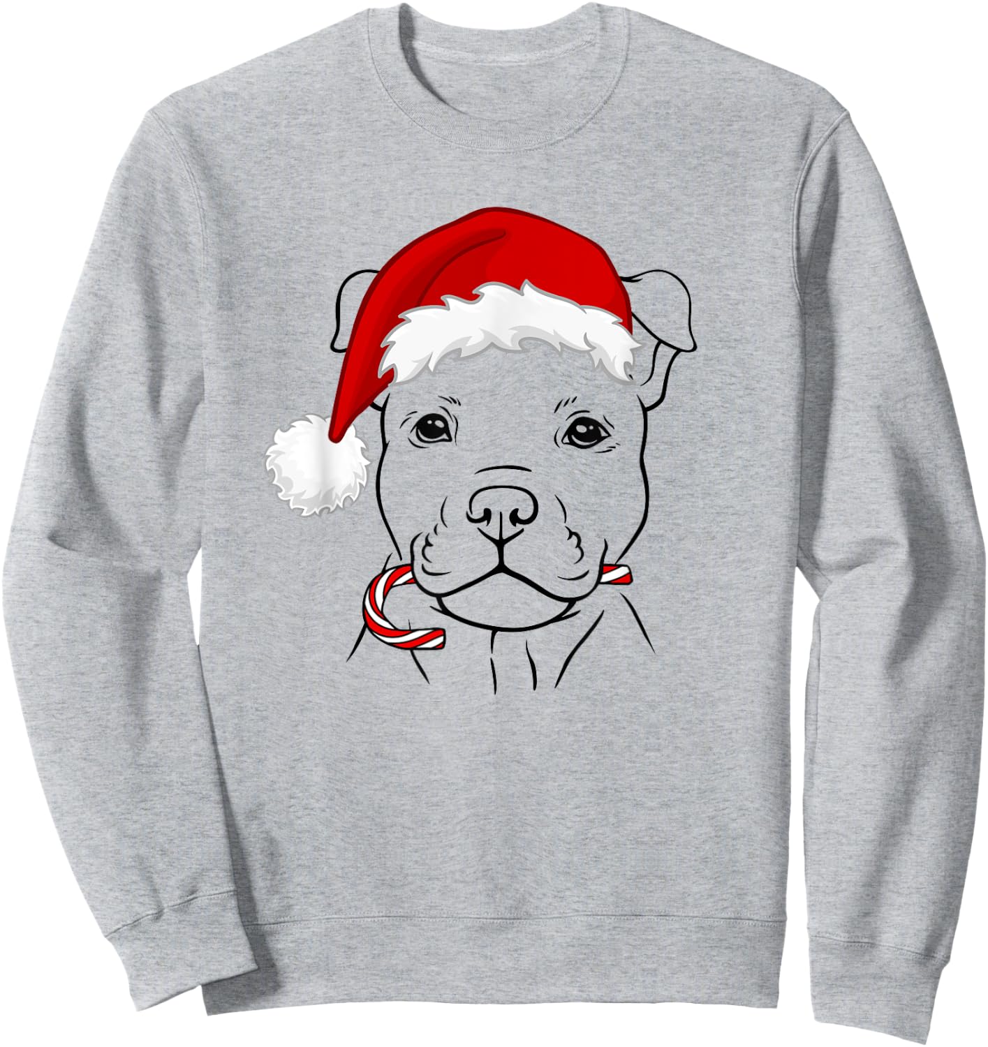 Christmas Puppy with Santa Hat and Candy Cane - Dog Lovers Men Women Kids Sweatshirt - Sweatshirt | Ash