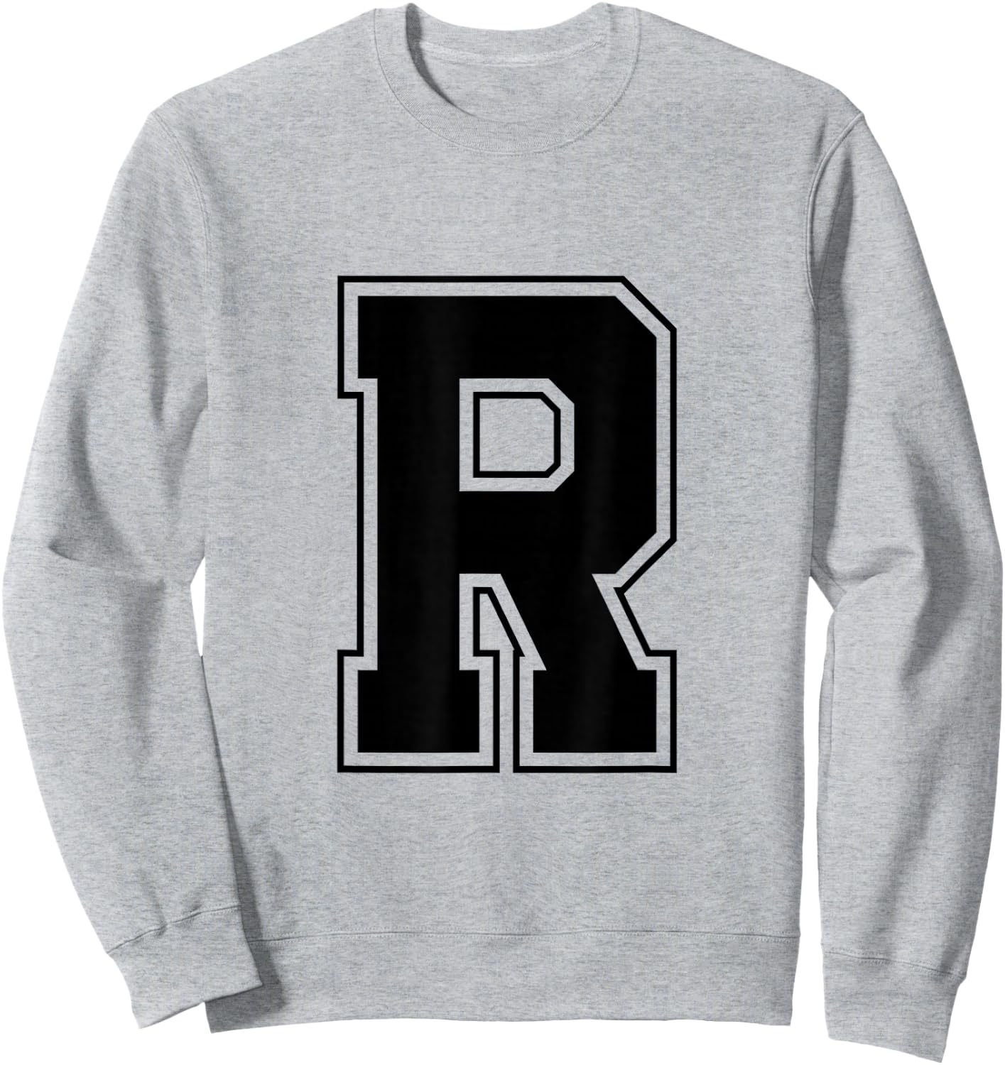Letter R Big Bold Capital Varsity Alphabet Monogram Sweatshirt - Sweatshirt | Ash