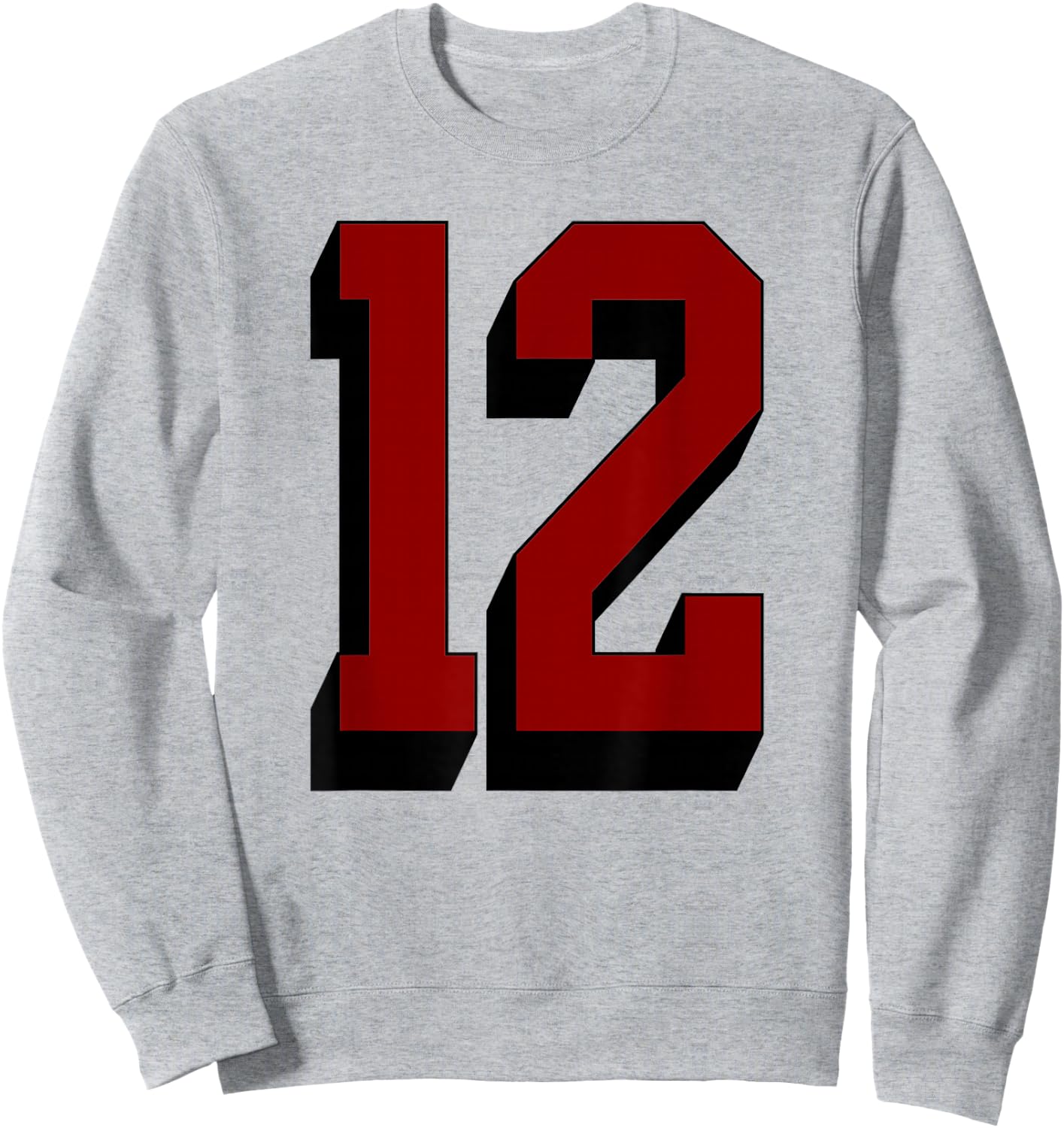 #12 Number 12 Varsity Fan Sports Team White Jersey Sweatshirt - Sweatshirt | Ash