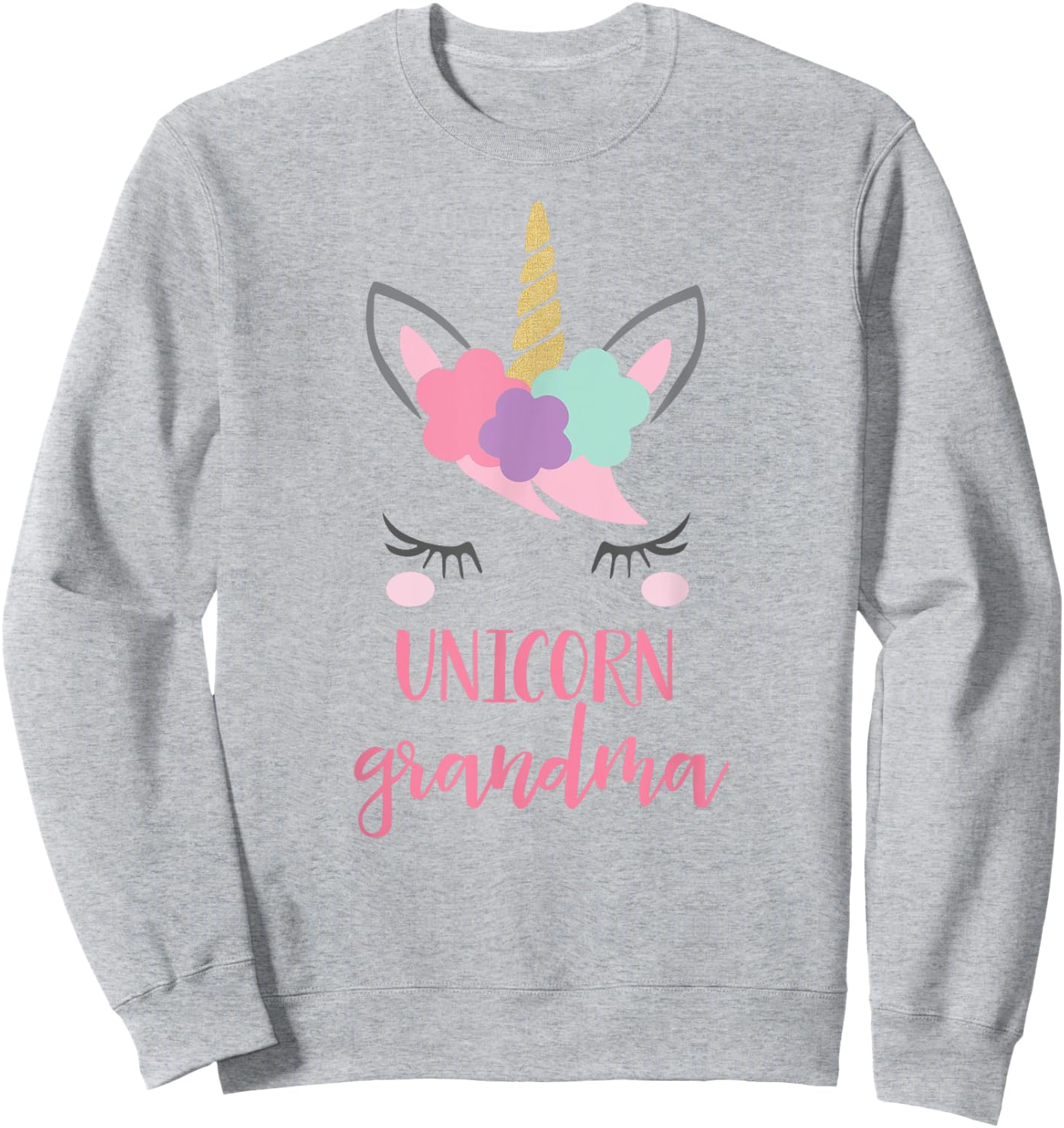 Unicorn Grandma Shirt, Grandma of the Birthday Girl Gift Sweatshirt - Sweatshirt | Ash