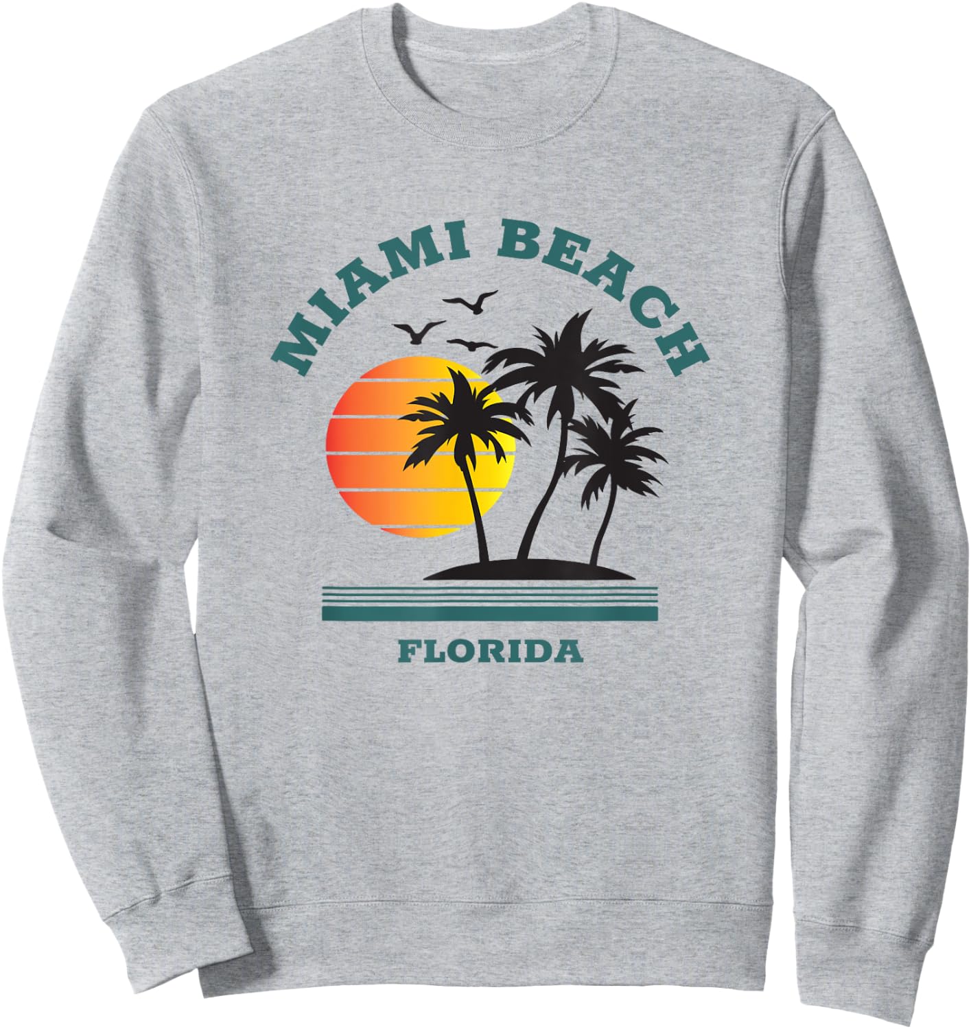 Retro Cool Miami Beach Florida Beaches Novelty Sweatshirt - Sweatshirt | Ash