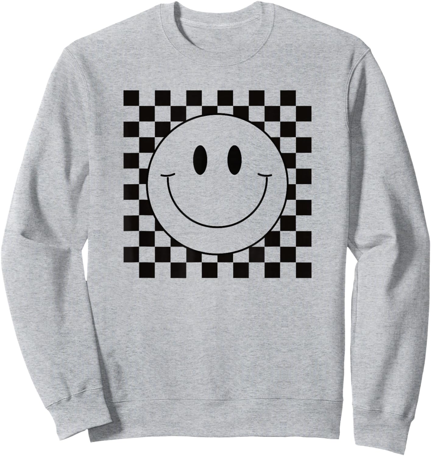 Yellow Smile Face Shirt Cute Checkered Pattern Smiling Happy Sweatshirt - Sweatshirt | Ash