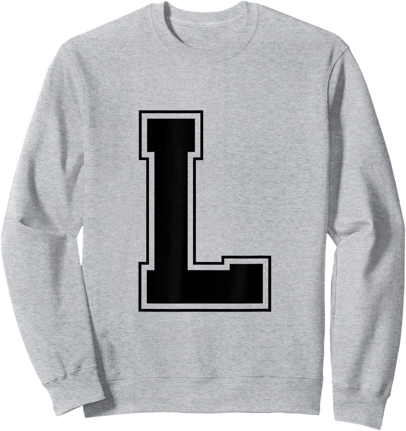 Letter L Big Bold Capital Varsity Alphabet Monogram Sweatshirt - Sweatshirt | Ash