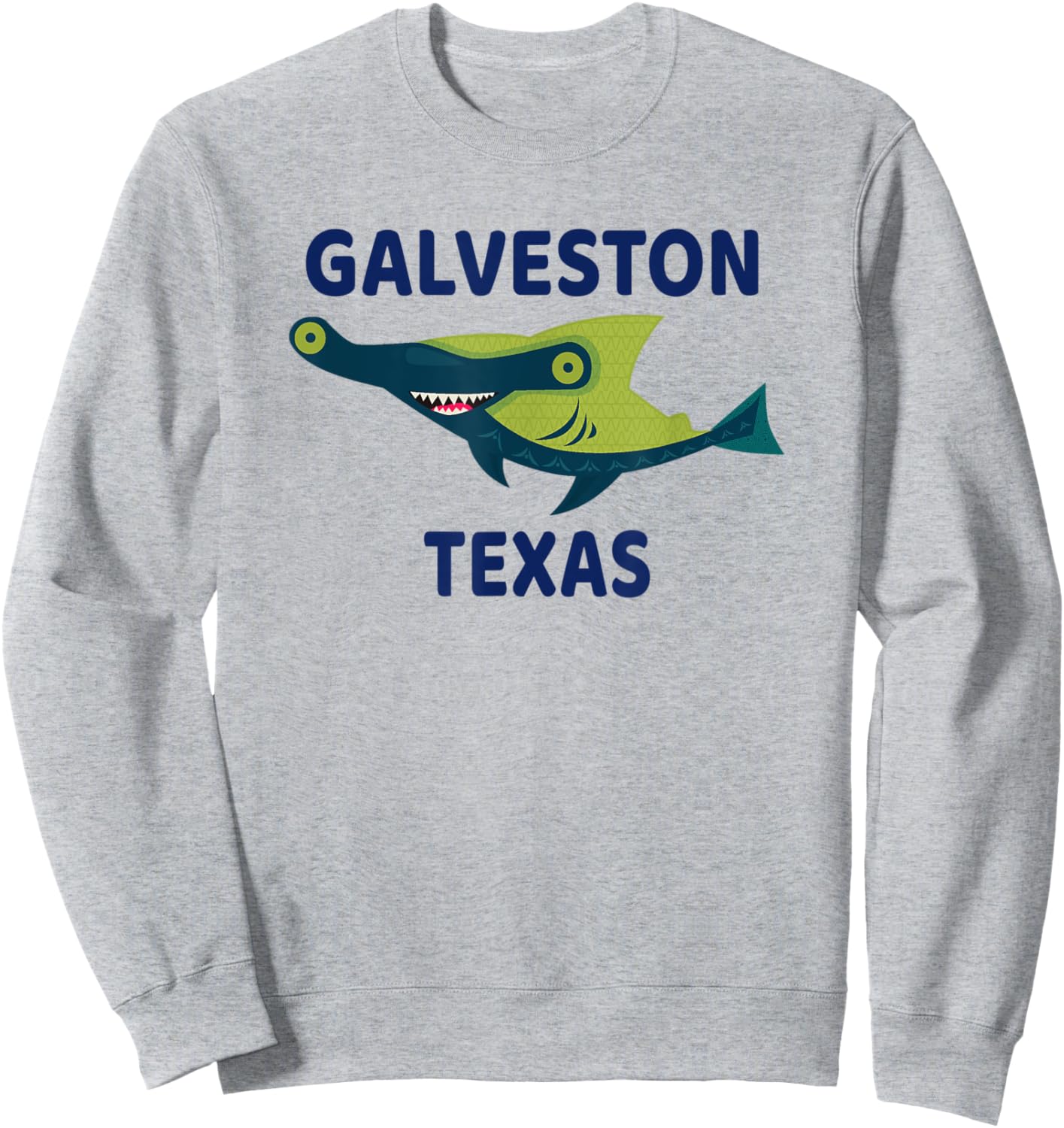 Galveston Texas Shark Themed Sweatshirt - Sweatshirt | Ash