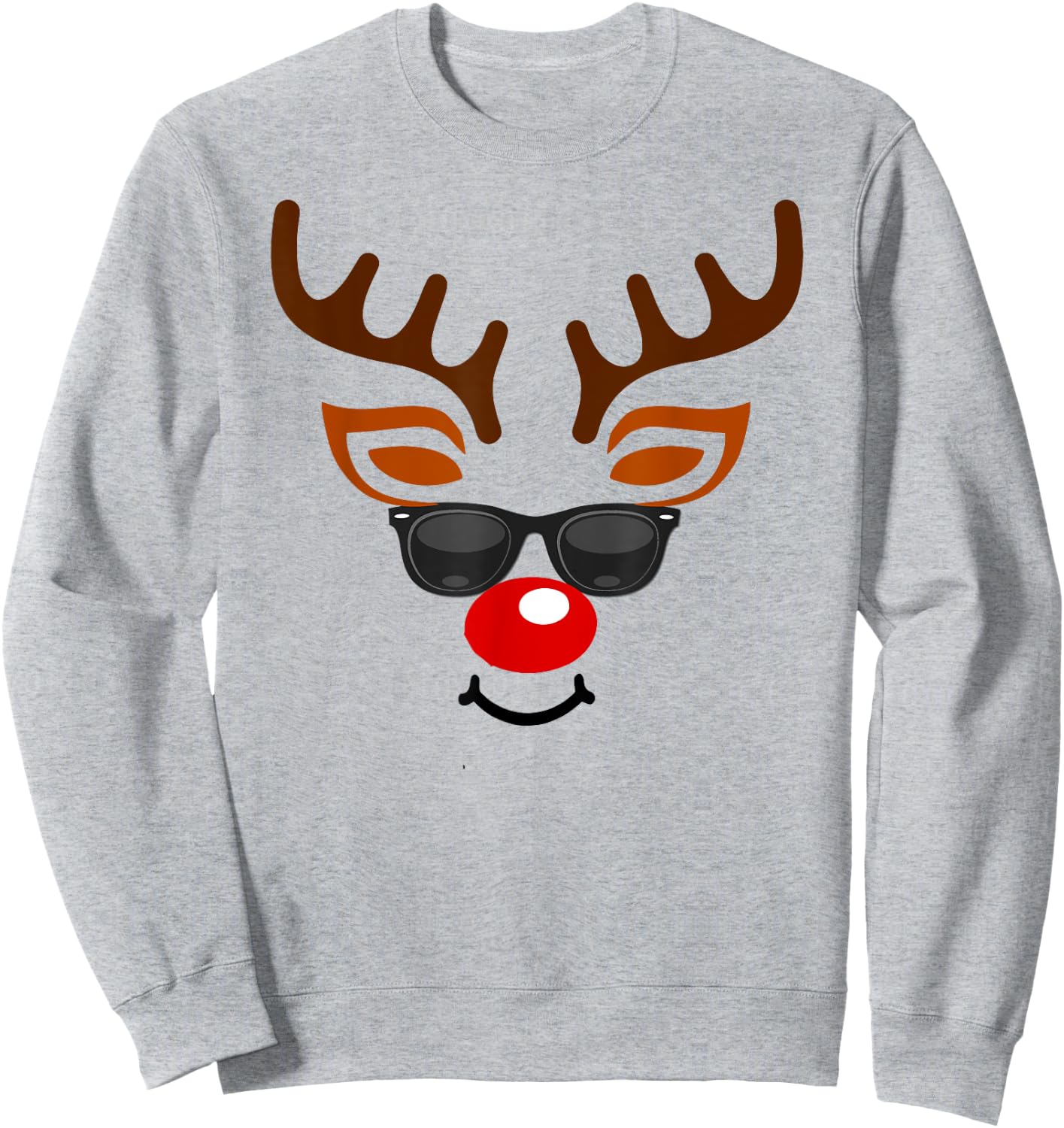 Rudolph Red Nose Reindeer Face Kids Sweatshirt - Sweatshirt | Ash