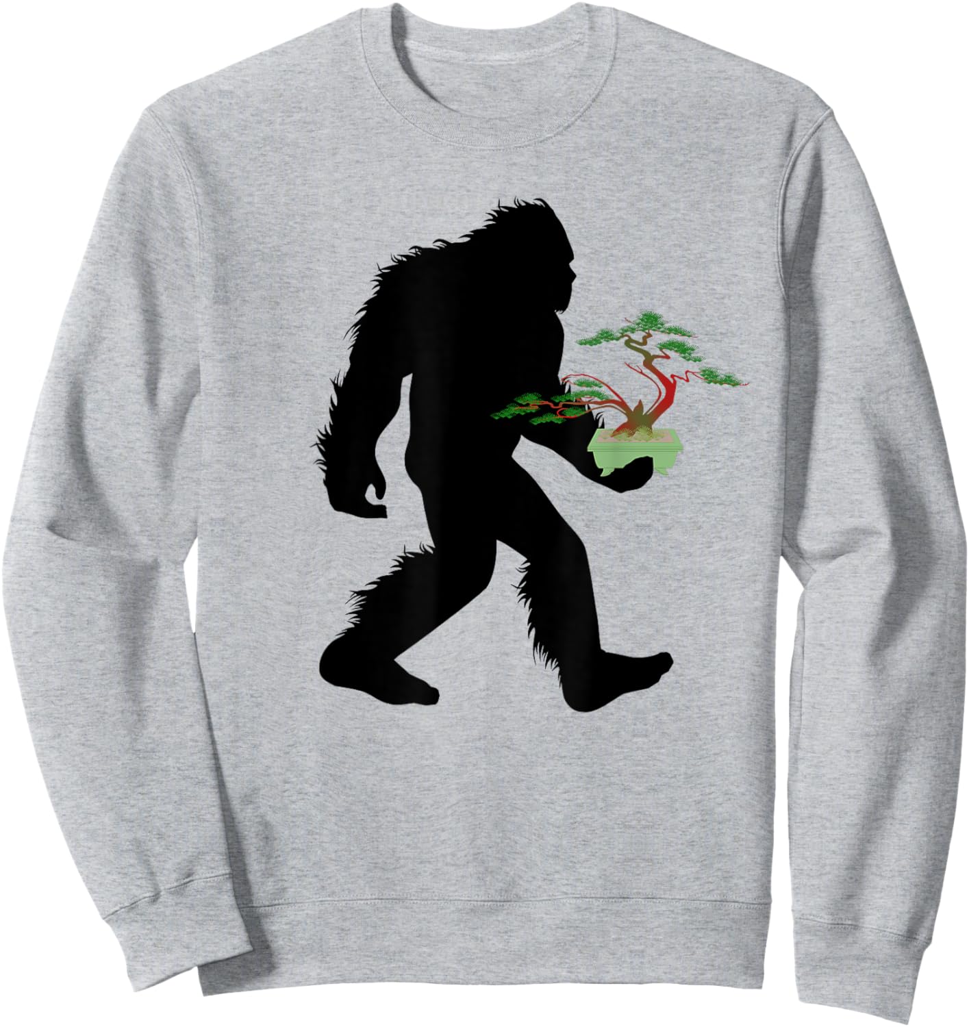 Bigfoot Carrying Bonsai Plant Sasquatch Tree Landscaper Sweatshirt - Sweatshirt | Ash