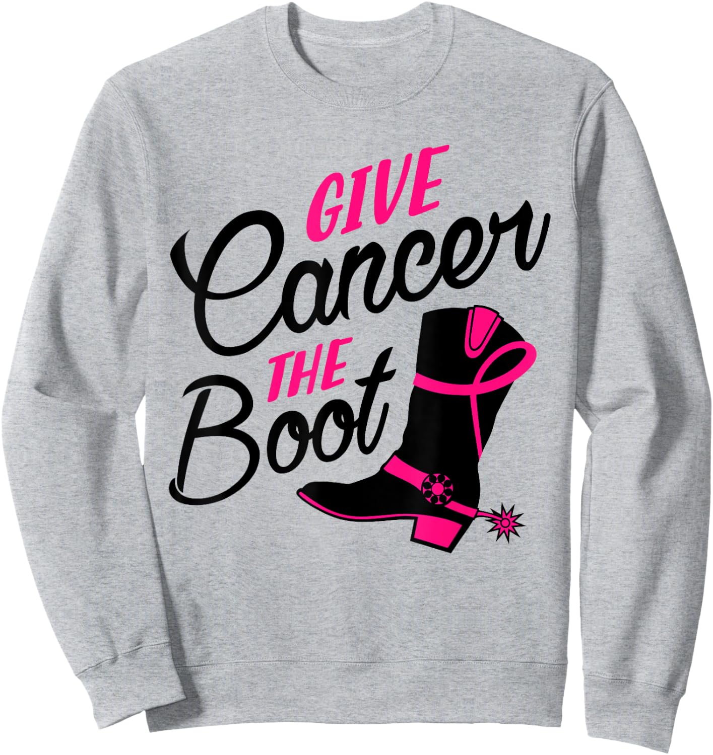 Breast Cancer Awareness Shirt Girls Western Cowboy Boots Sweatshirt - Sweatshirt | Ash