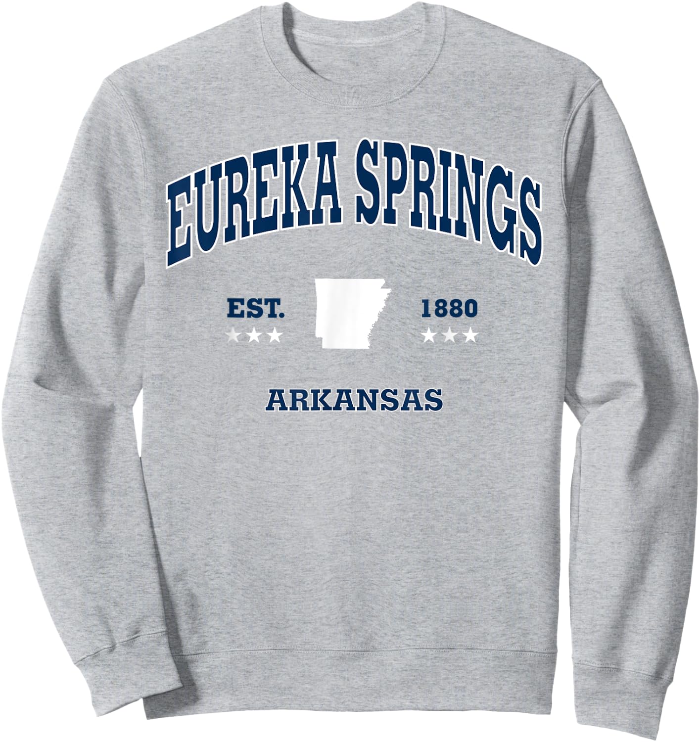 Eureka Springs Arkansas AR Throwback Navy Vintage Athletic Sweatshirt - Sweatshirt | Ash