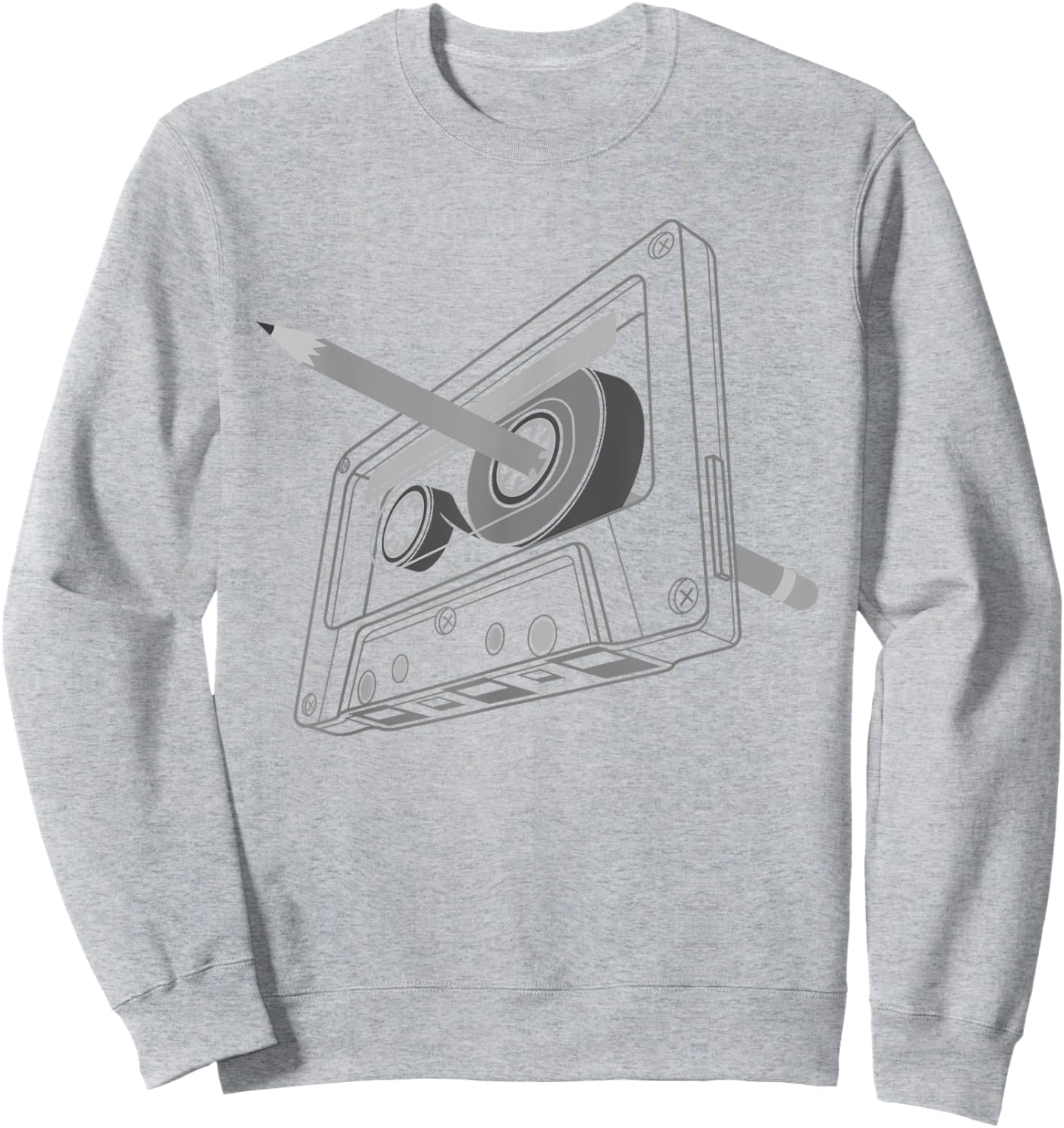 Vintage Rewind Funny 80s 90s Cassette Pencil Gift Men Women Sweatshirt - Sweatshirt | Ash