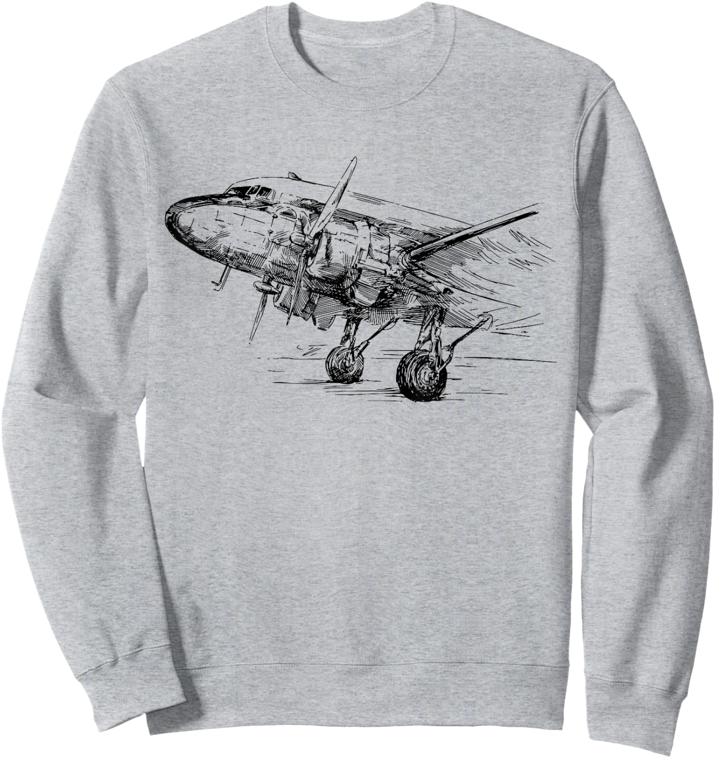 Vintage DC-3 Airplane Husband Dad Grandfather Sweatshirt - Sweatshirt | Ash